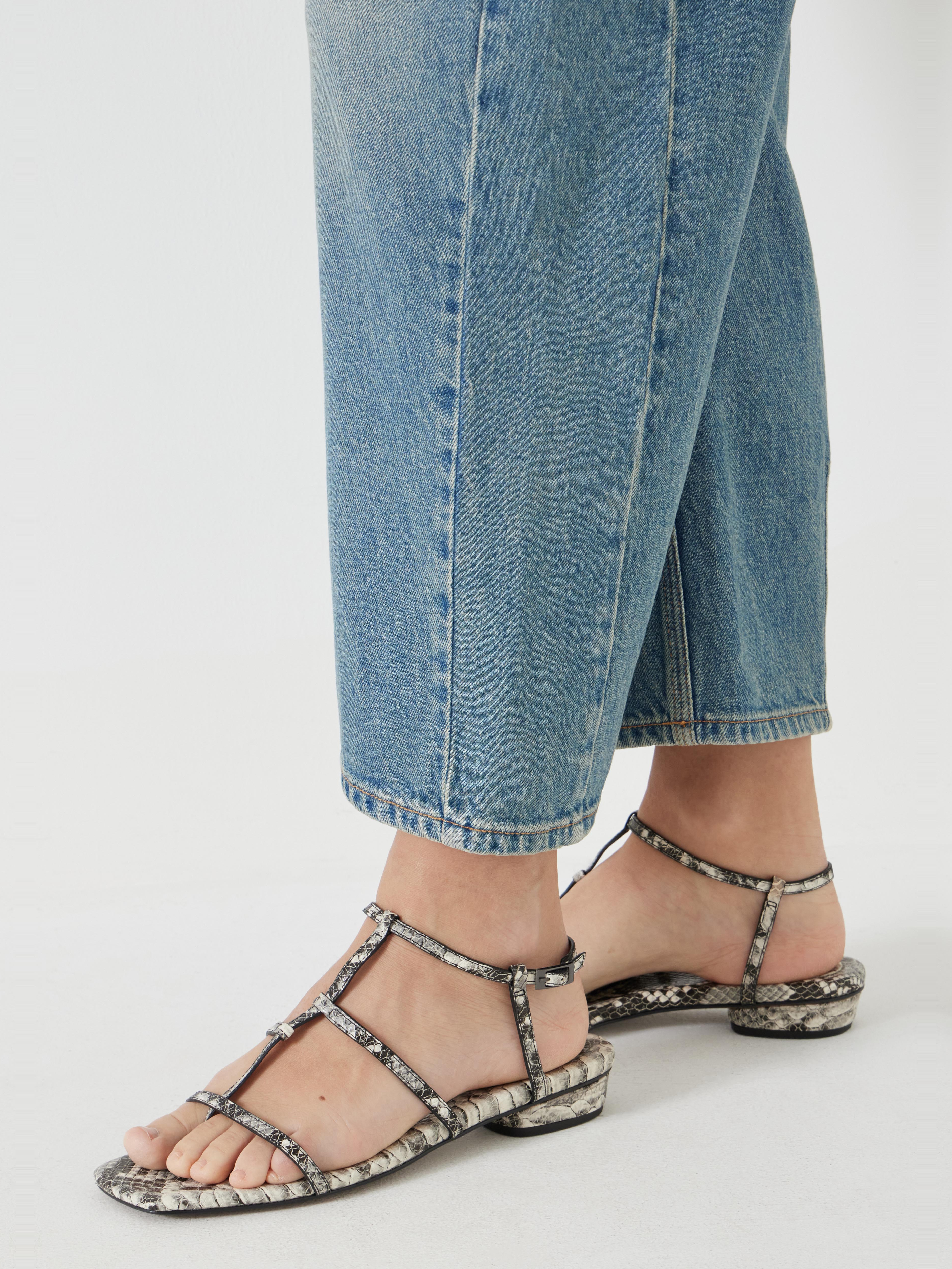 Leather Strappy Low Heel Sandals