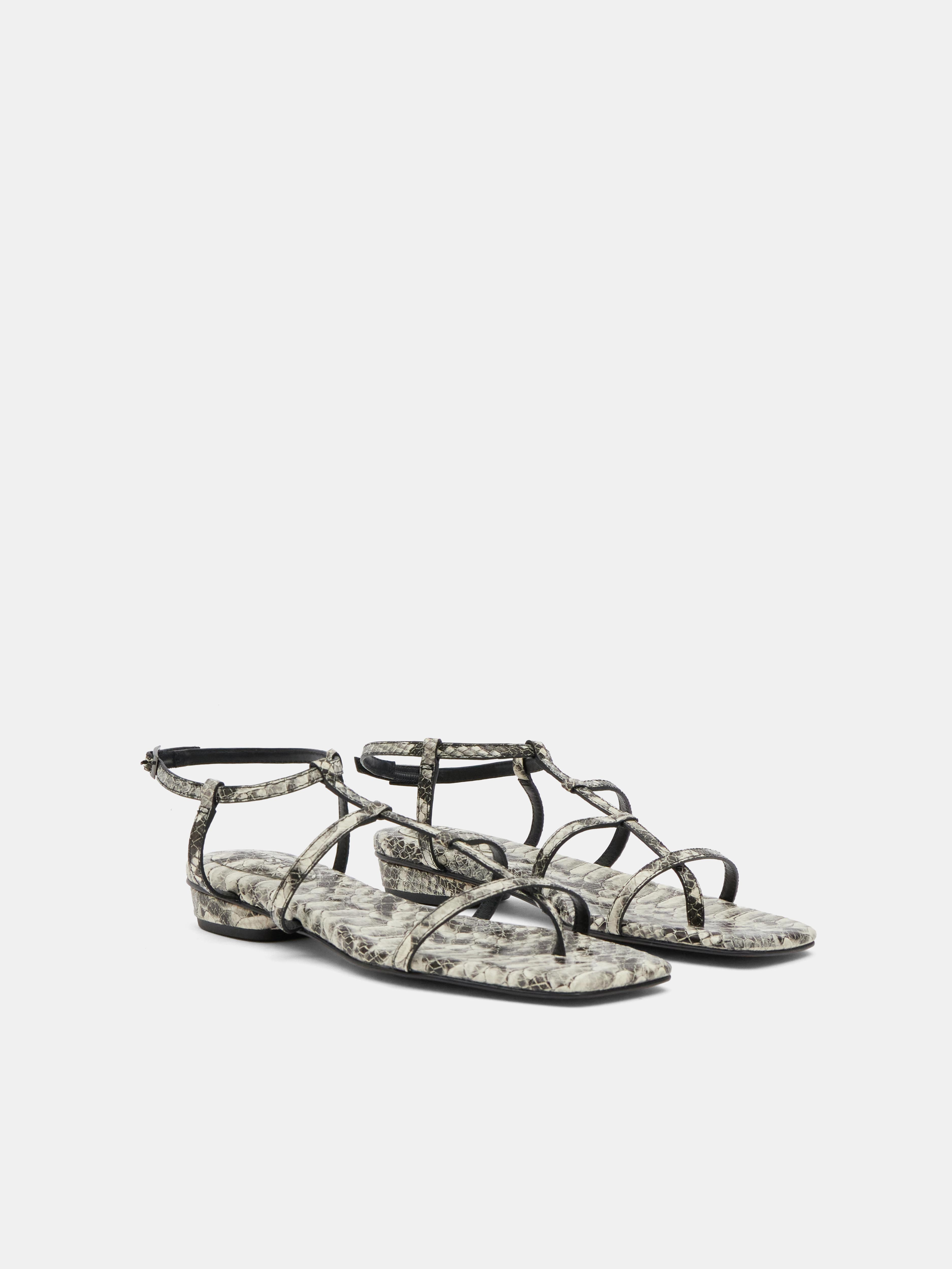 Leather Strappy Low Heel Sandals