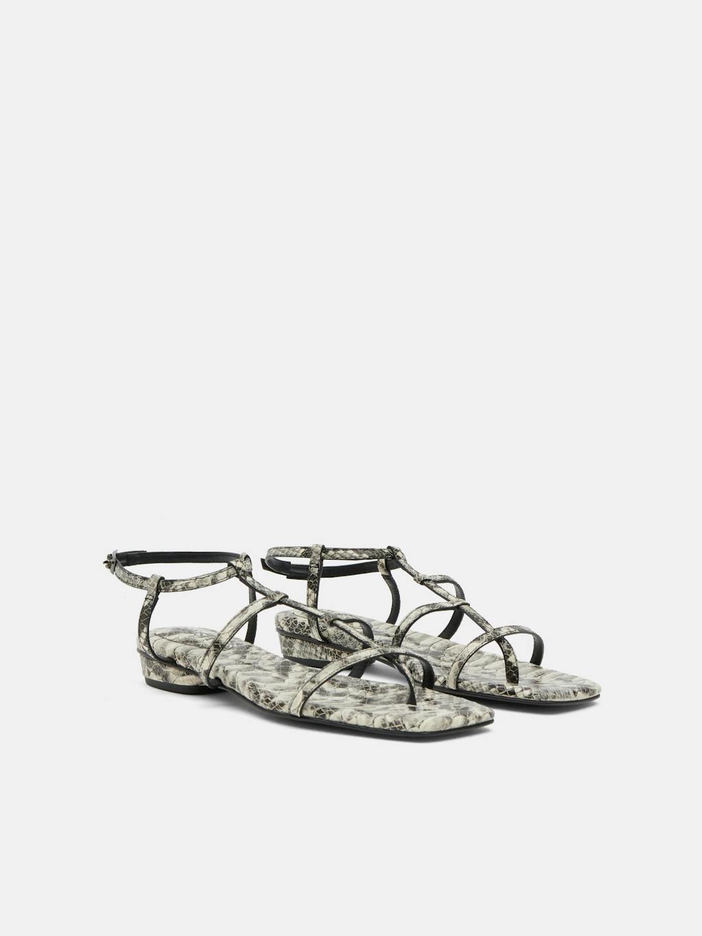 012893-2812-03 Leather Strappy Low Heel Sandals