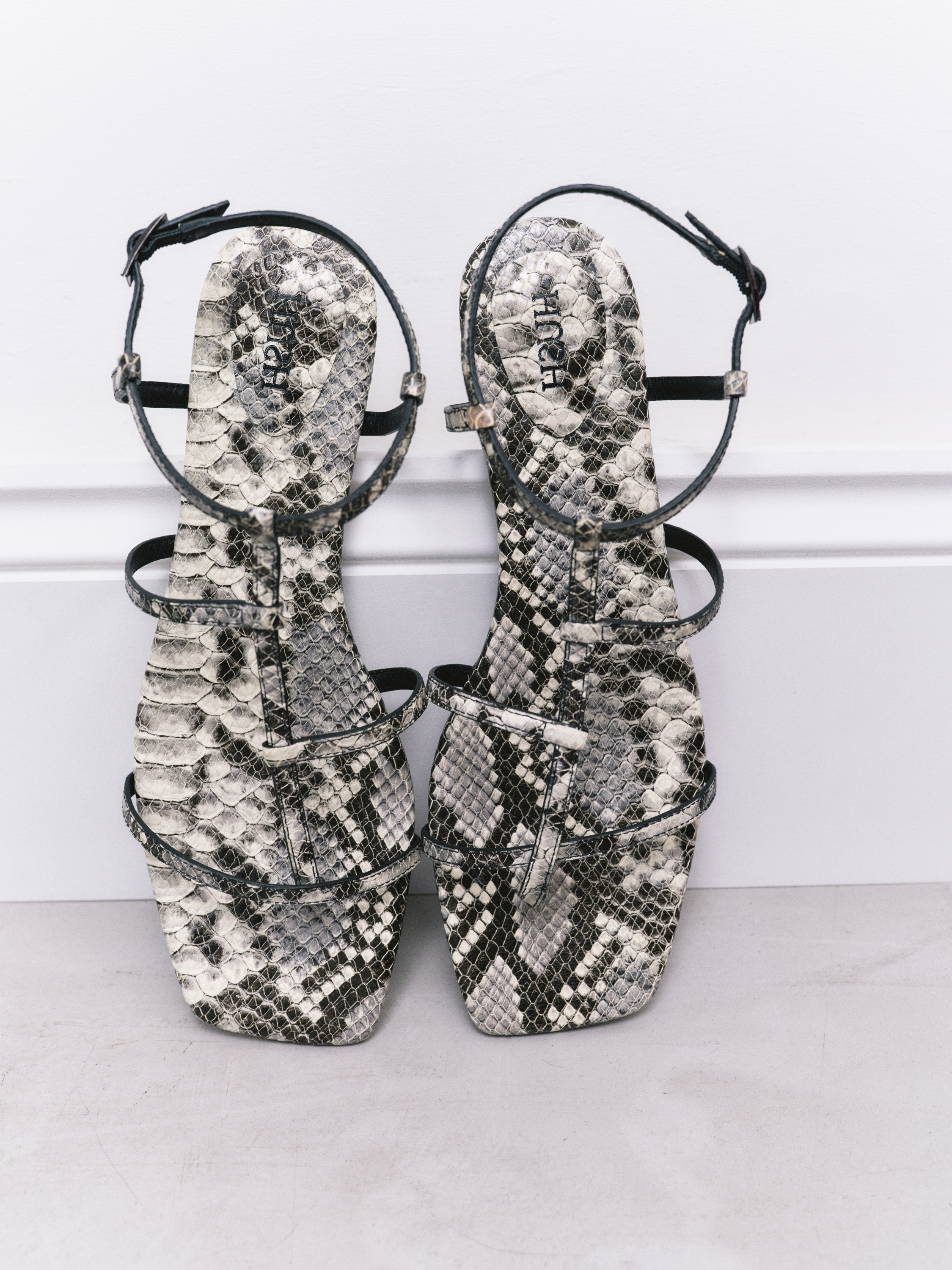 Leather Strappy Low Heel Sandals