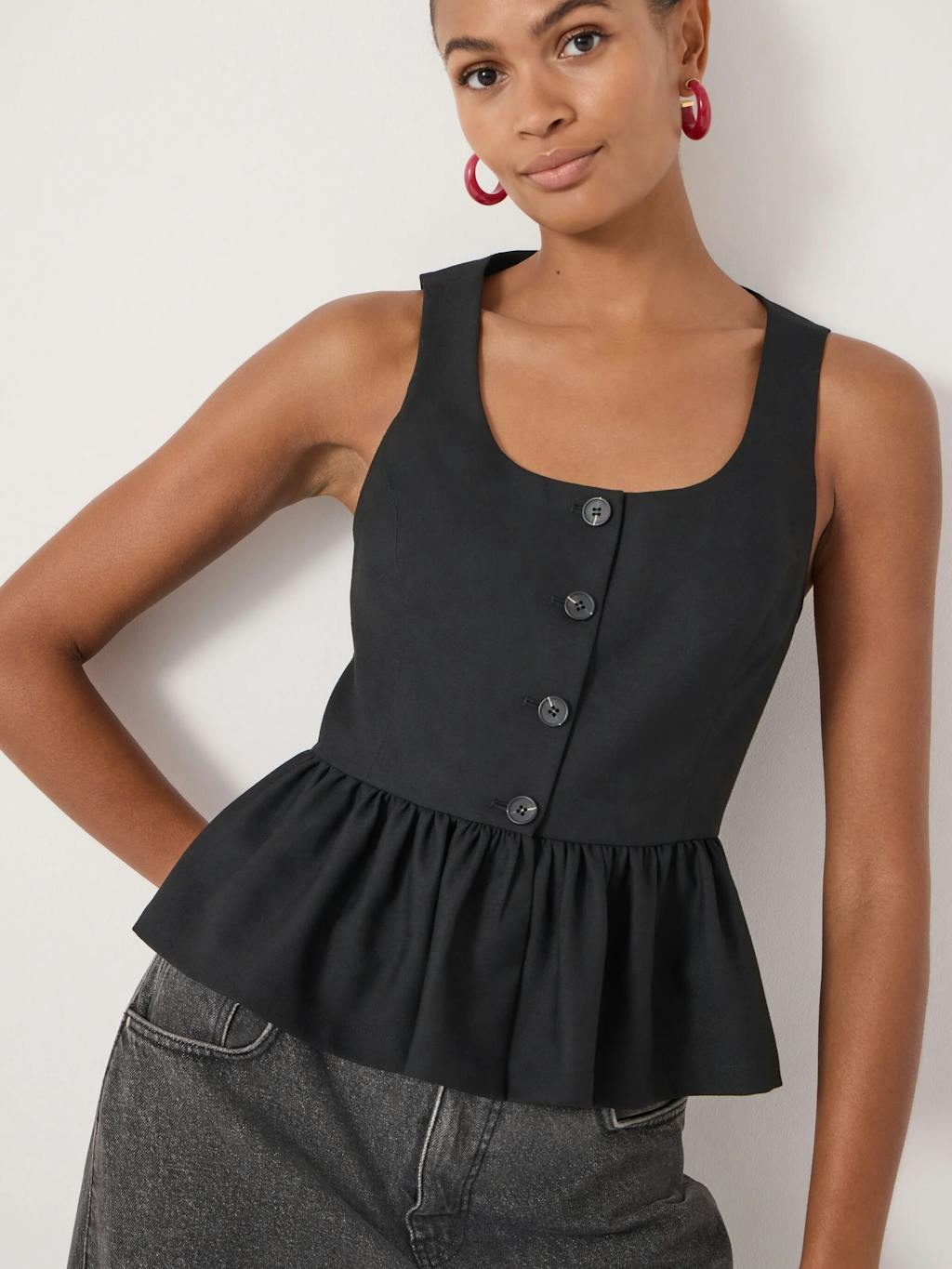014937-0456-03 Peplum Wool Waistcoat