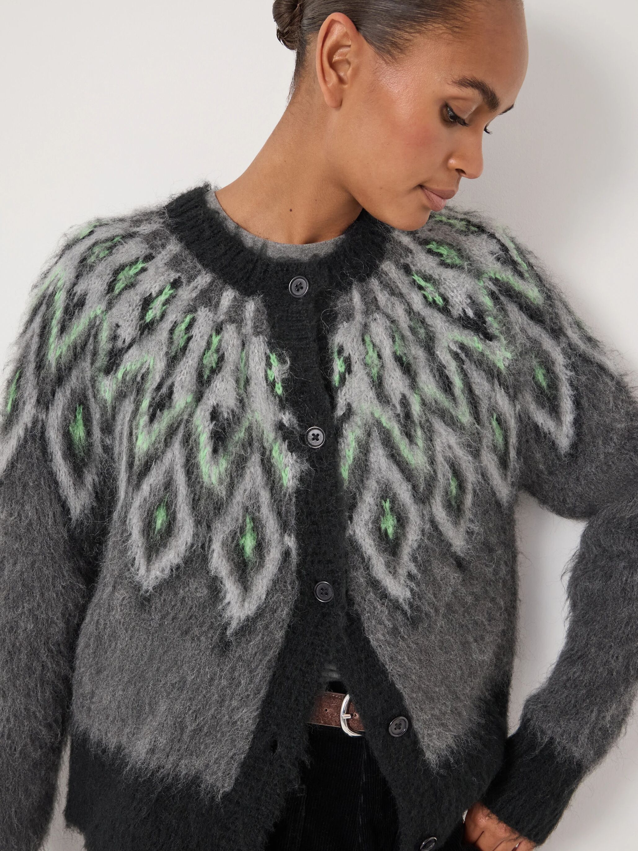 Brushed Fairisle Cardigan with Mohair
