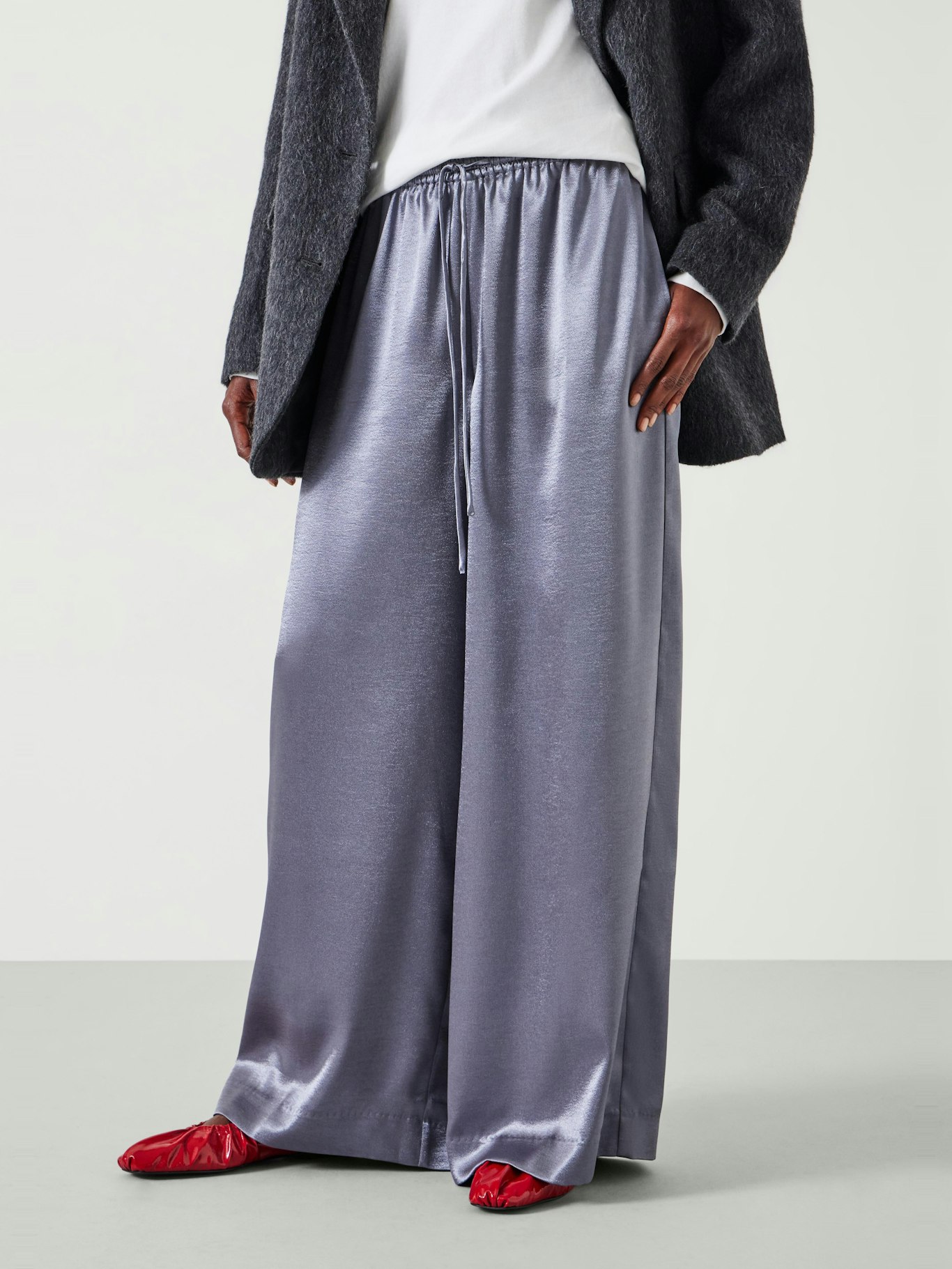 Aurora Satin Wide Leg Trousers | Gunmetal | hush Aurora Satin Wide Leg Trousers | Gunmetal | hush