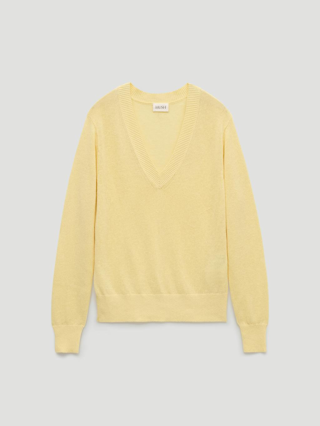 015098-0754-07 Coralie Linen Blend V Neck Jumper