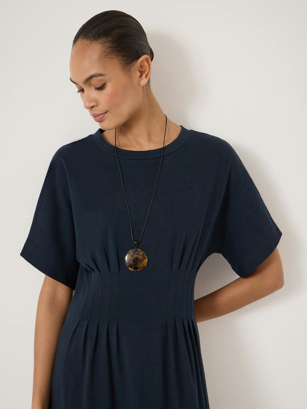 015128-1658-04 Esta Pintuck Jersey Midi Dress