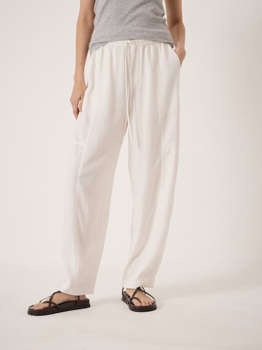 Tovi Linen Blend Barrel Leg Trousers
