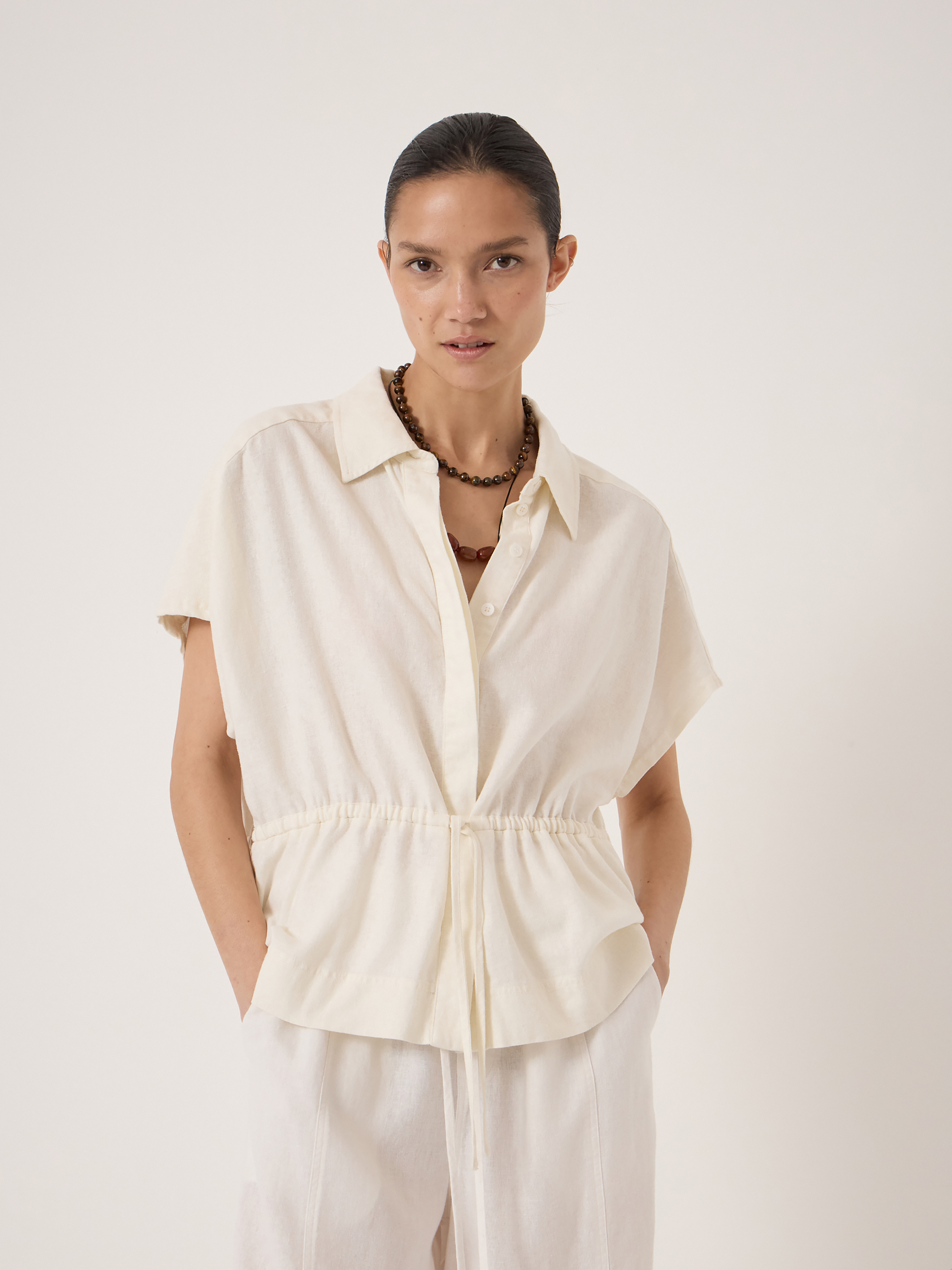 Mirai Linen Blend Short Sleeve Shirt