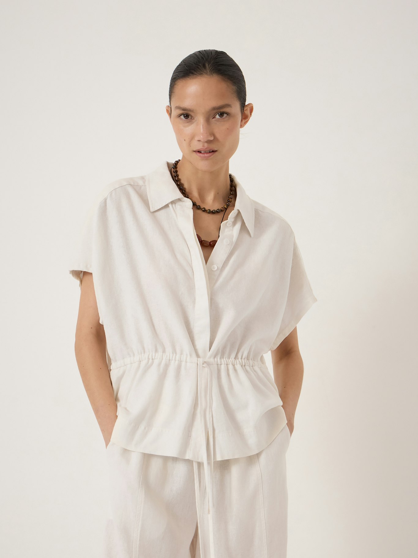 014771-0001-01 Mirai Linen Blend Short Sleeve Shirt