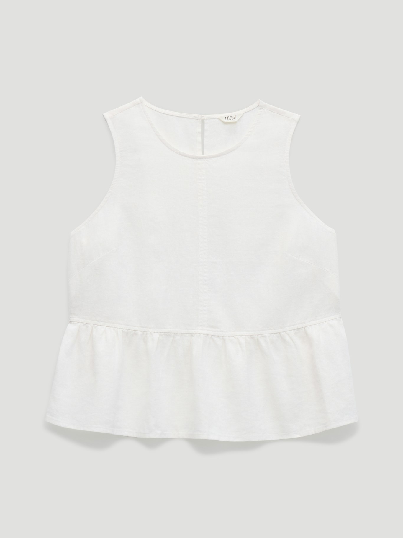 014594-0001-07 Nomie Sleeveless Linen Blend Peplum Top