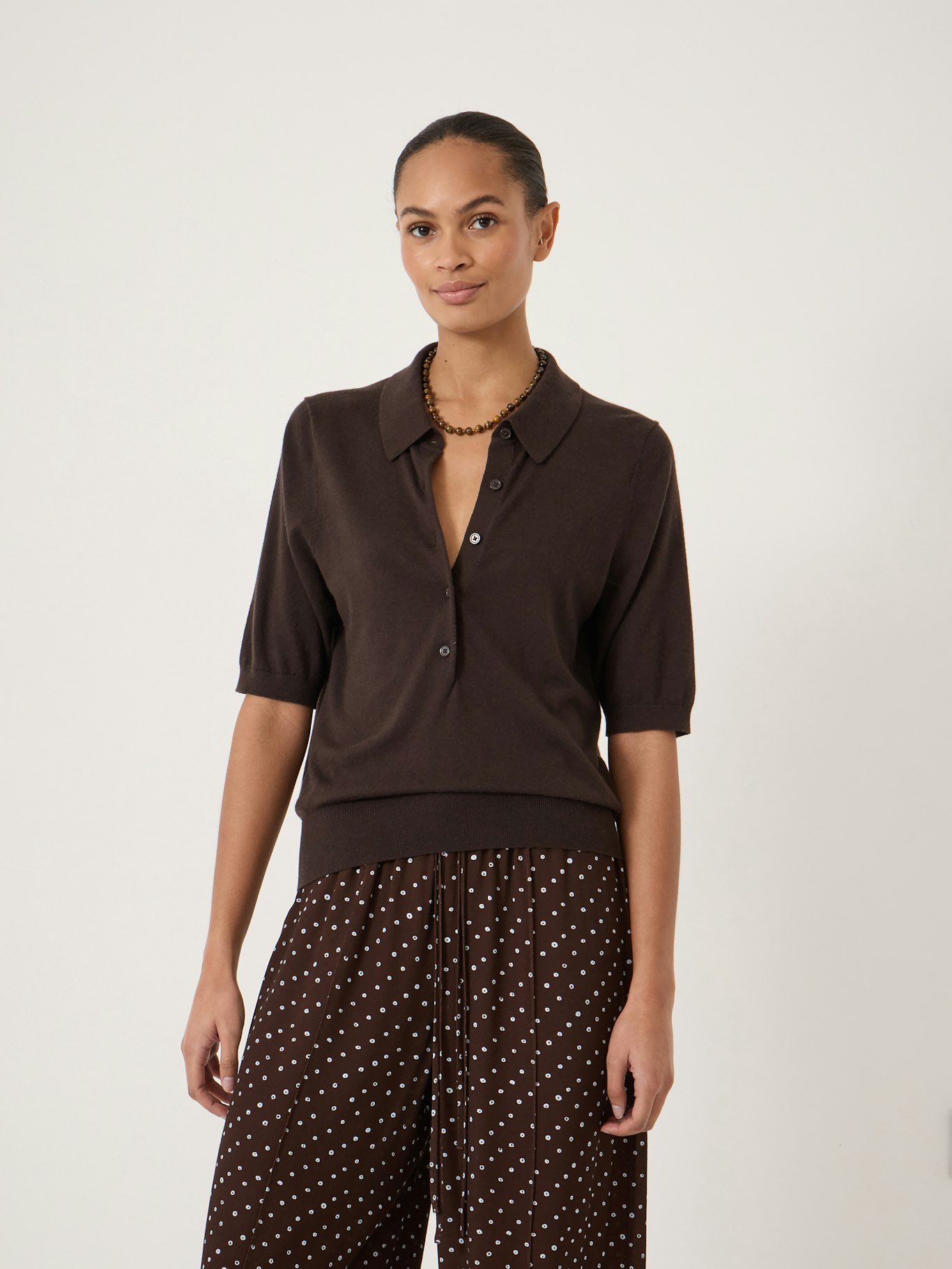 014980-0450-01 Fine Knit Short Sleeve Polo Top