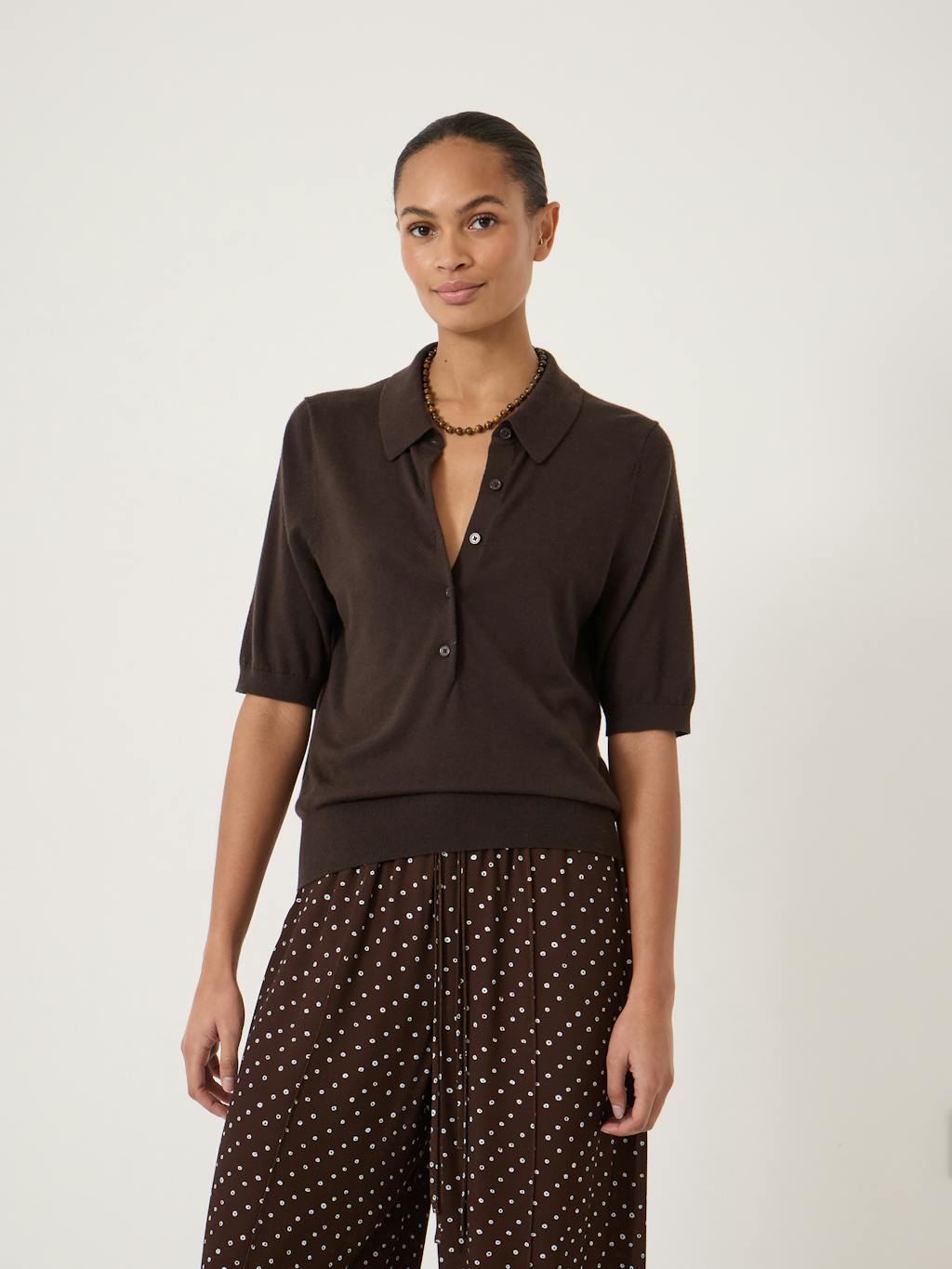 014980-0450-01 Fine Knit Short Sleeve Polo Top