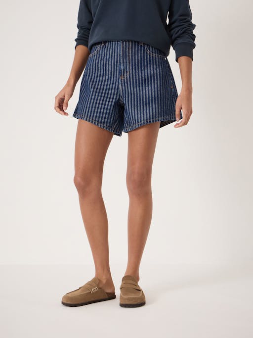 Essential Denim Striped Shorts