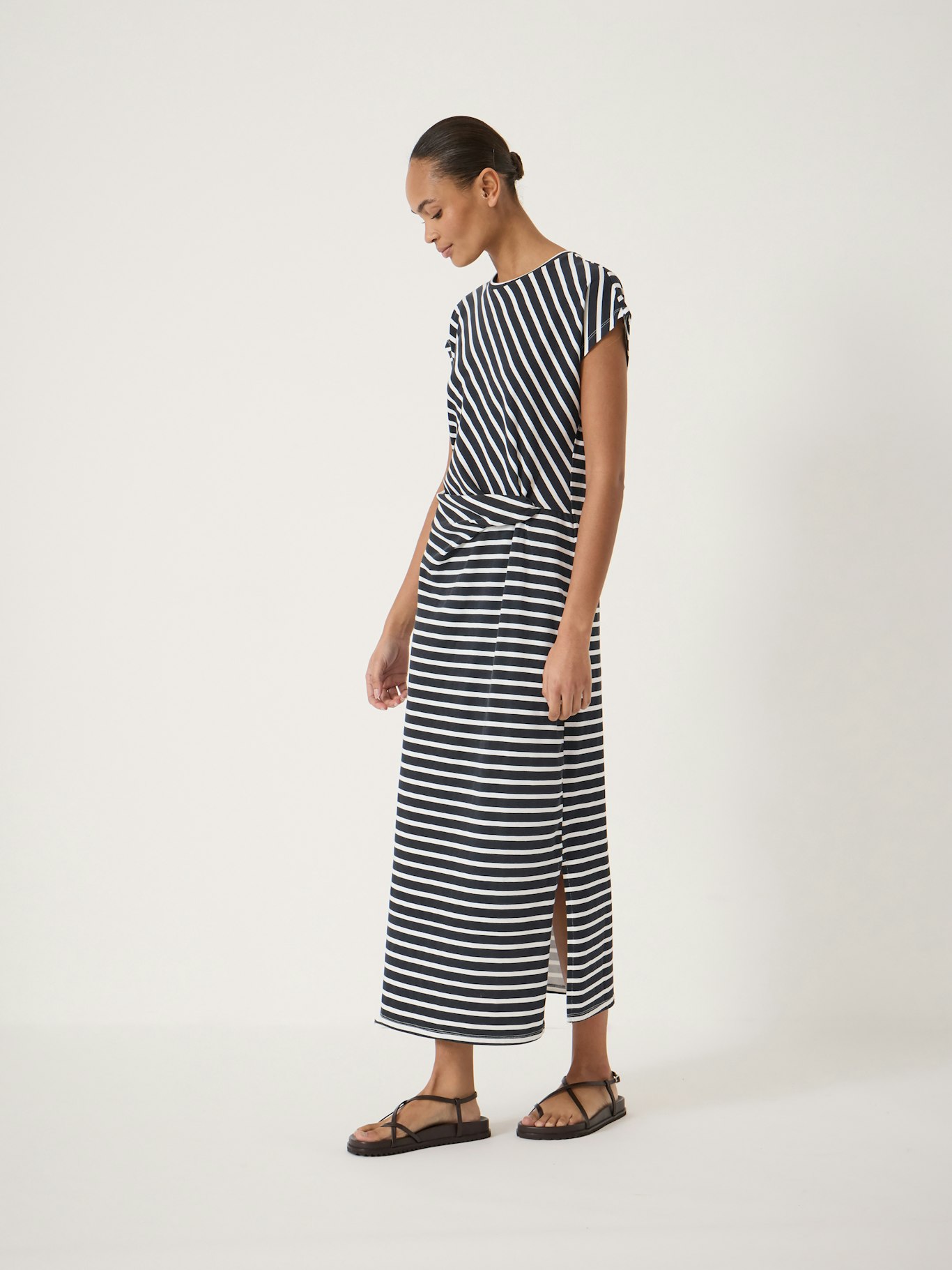 014591-4908-02 Athena Twist-Detail Jersey Midi Dress