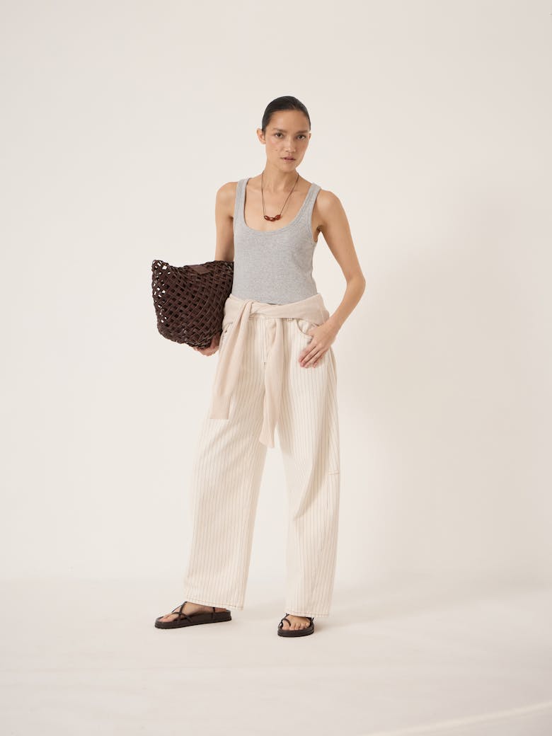 Bree Stripe Horseshoe Barrel Leg Jeans