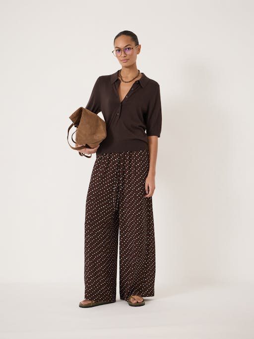 Fine Knit Short Sleeve Polo Top