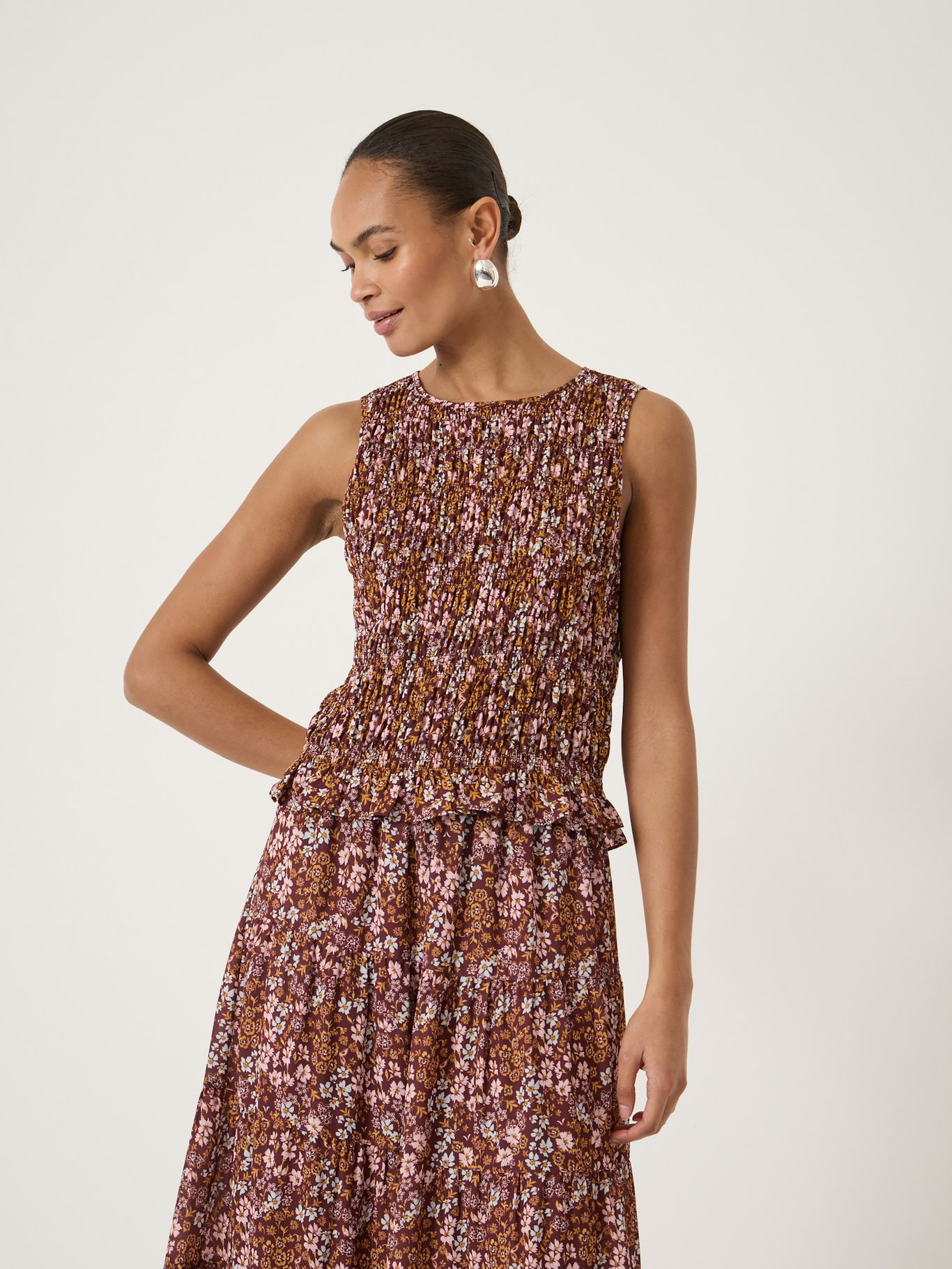 015299-4894-01 Shirred Chiffon Top