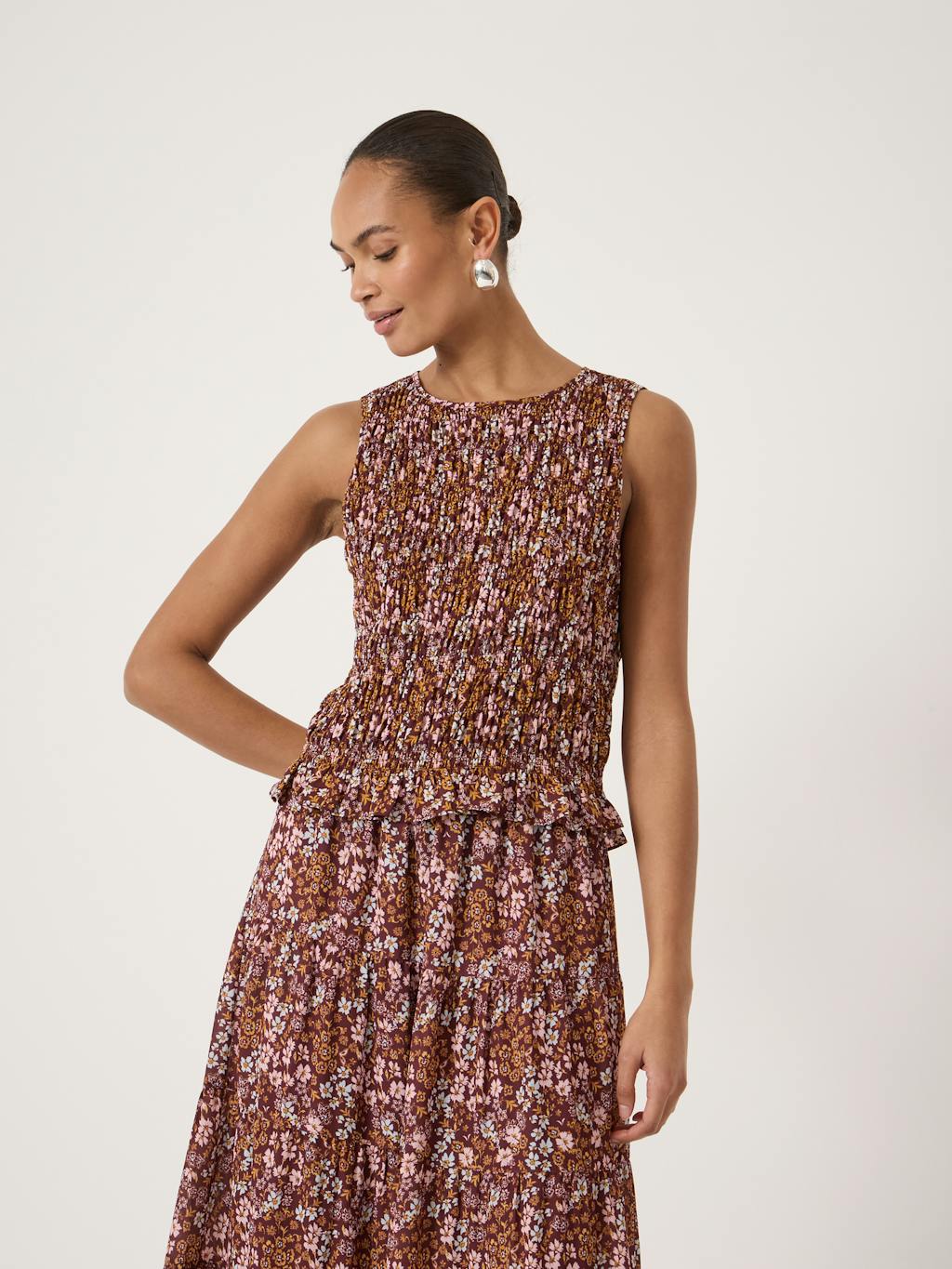 015299-4894-01 Shirred Chiffon Top