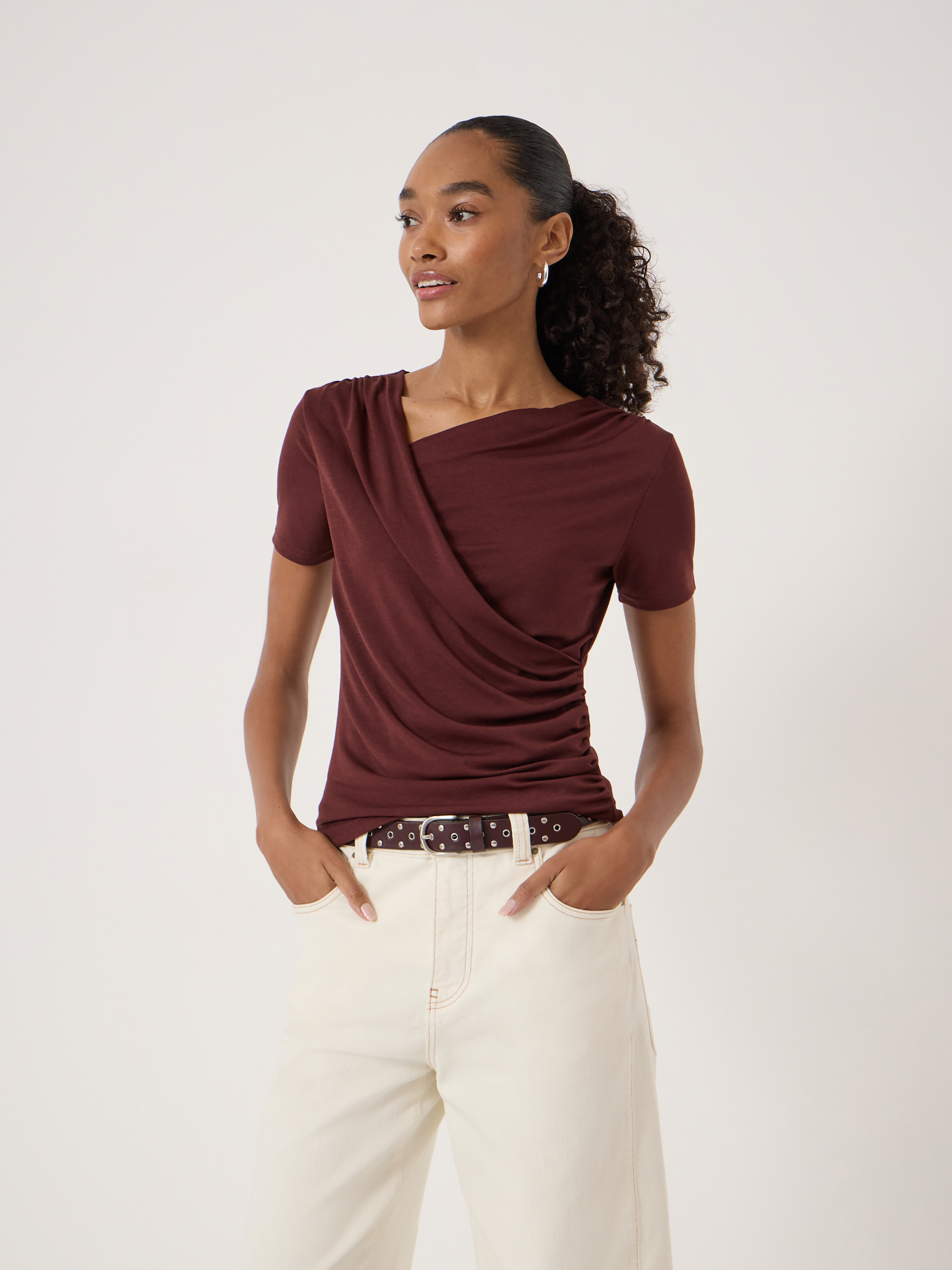Noor V Neck Drapey T-Shirt