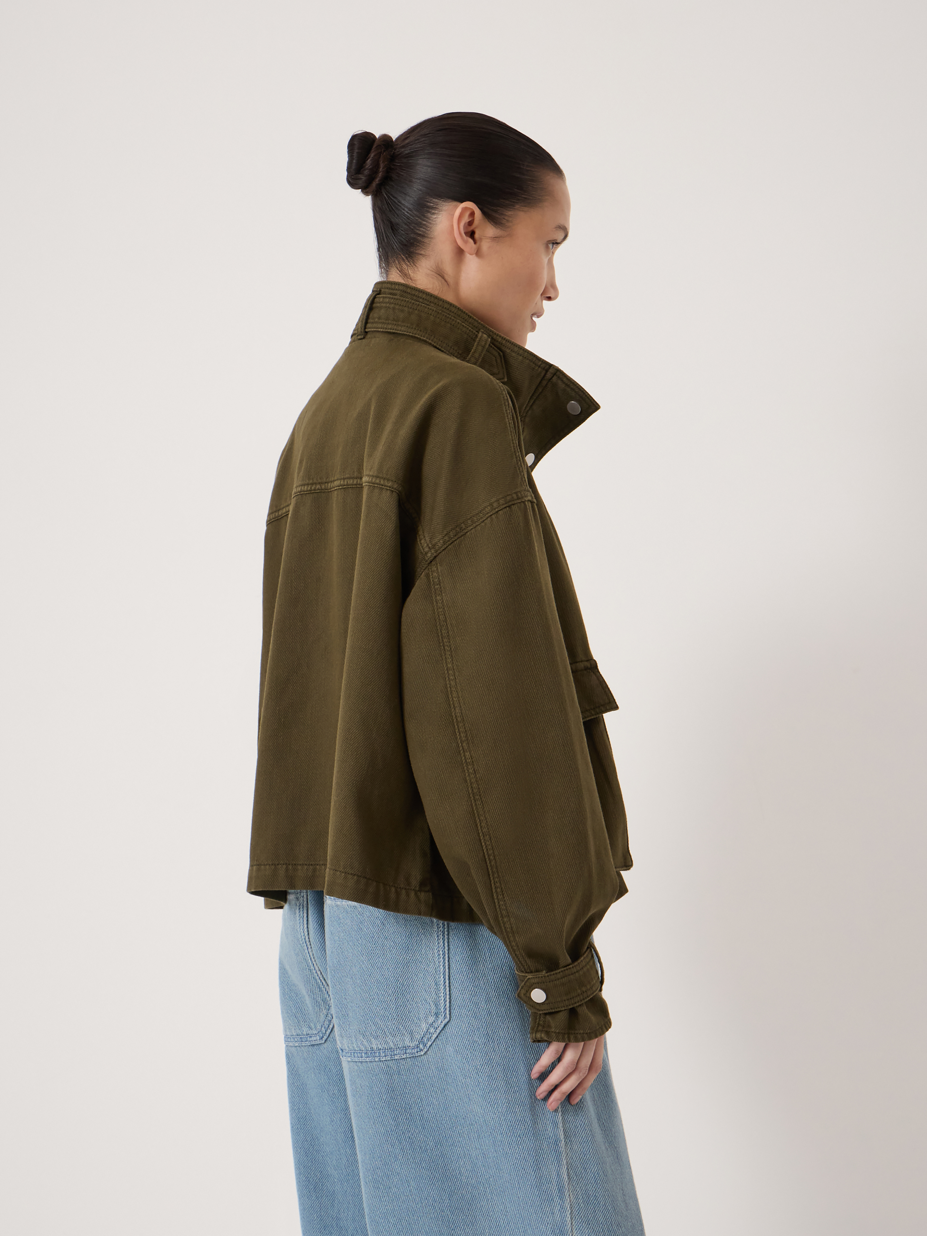 Melinda Supersoft Relaxed Funnel Neck Utility Jacket | Khaki | hush