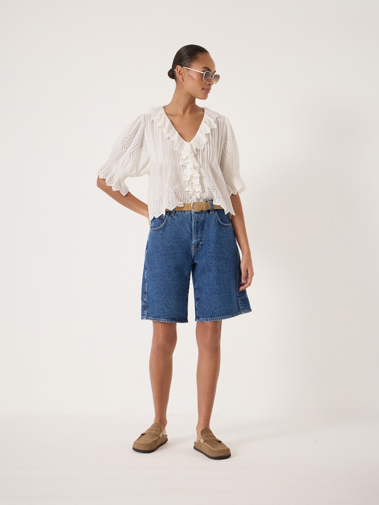 Bree Mid-Rise Long Denim Shorts