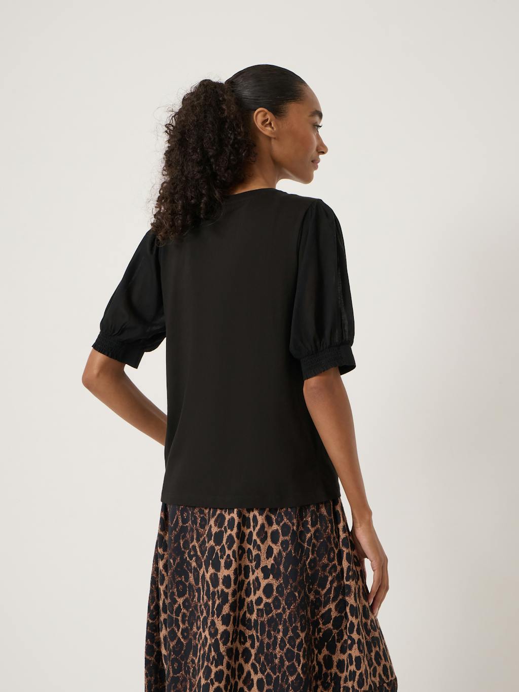 014482-0456-03 Talia Cotton Woven Puff Sleeve T-Shirt