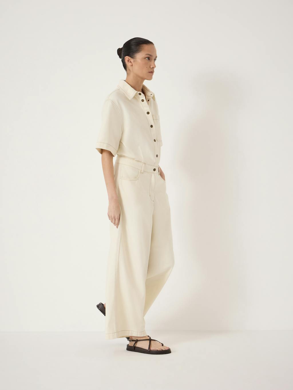 013264-2899-03 Axelle Check Wide Leg Cotton Blend Trouser