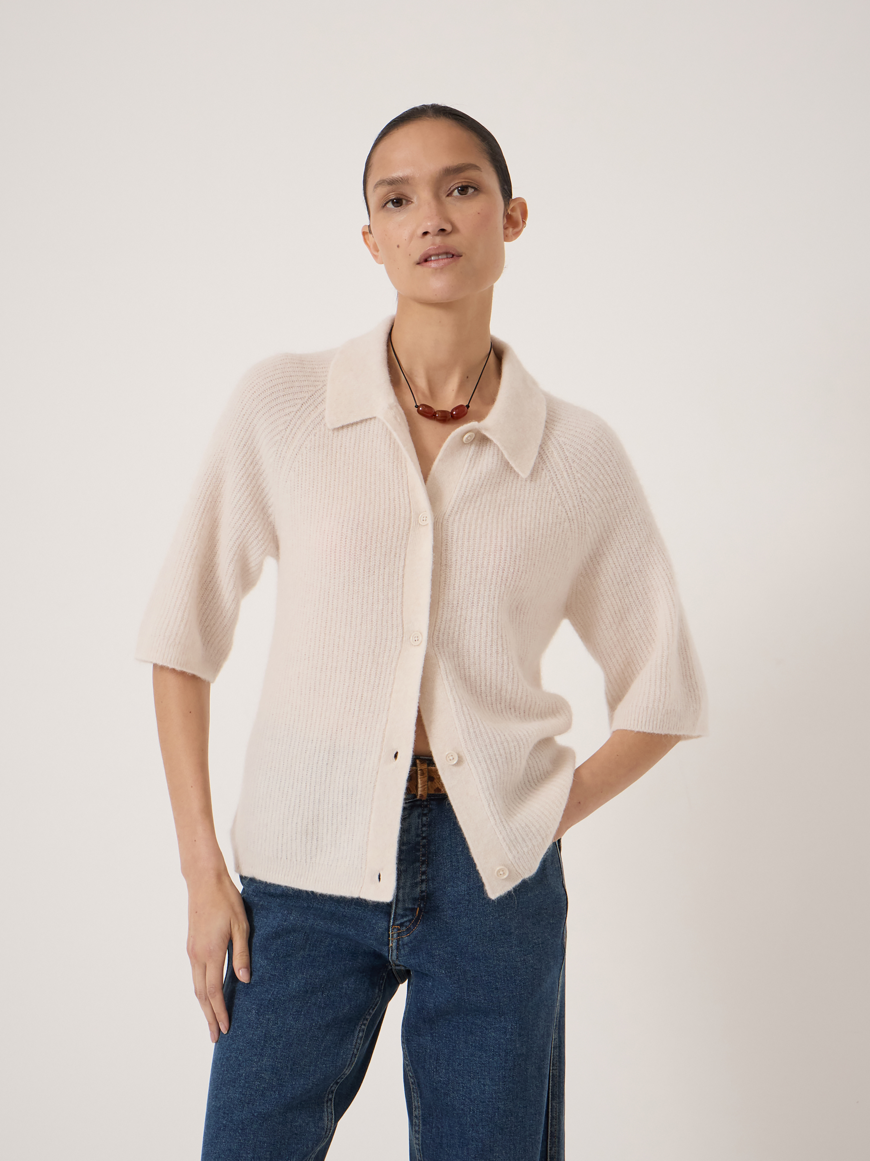 Jinny Wool Blend Short Sleeve Cardigan