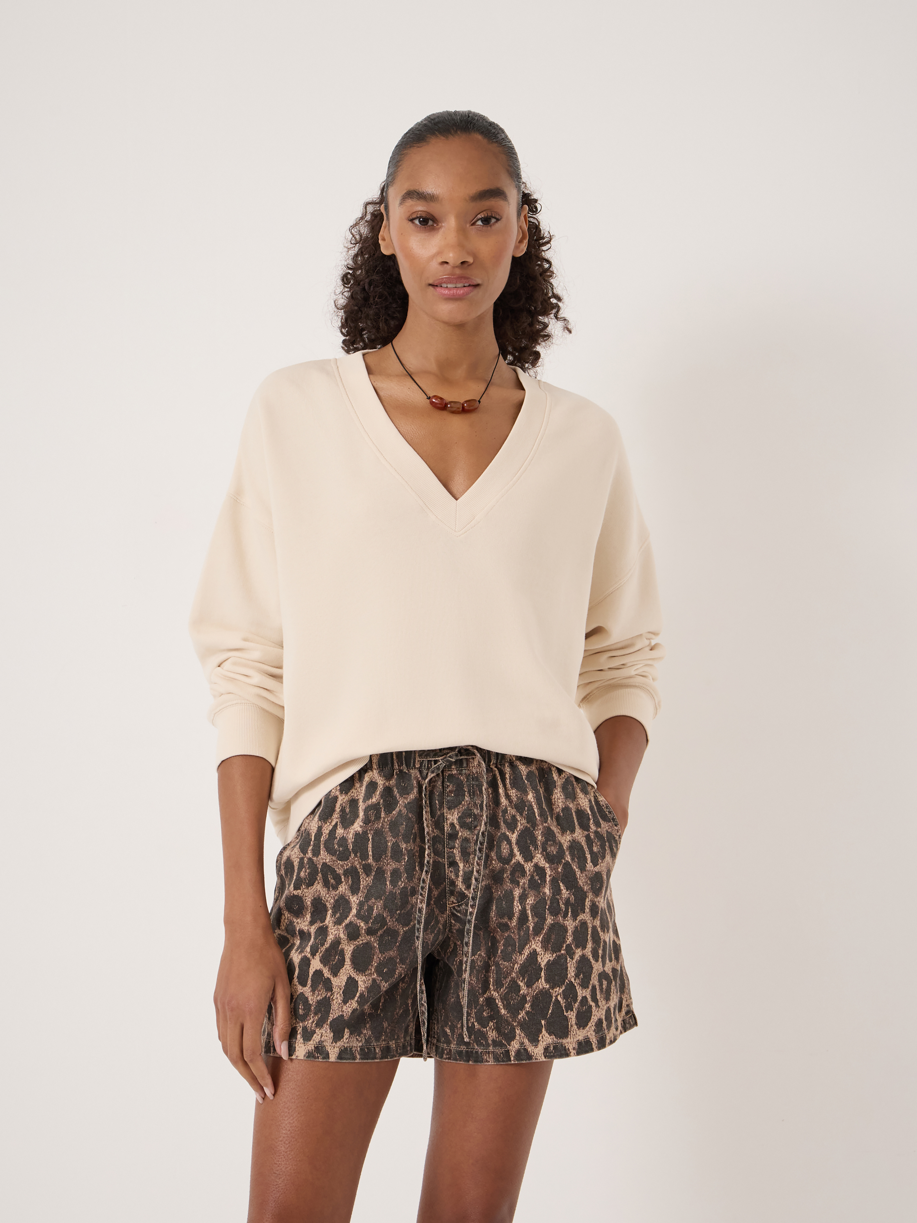 Cleo V-Neck Cotton Sweatshirt