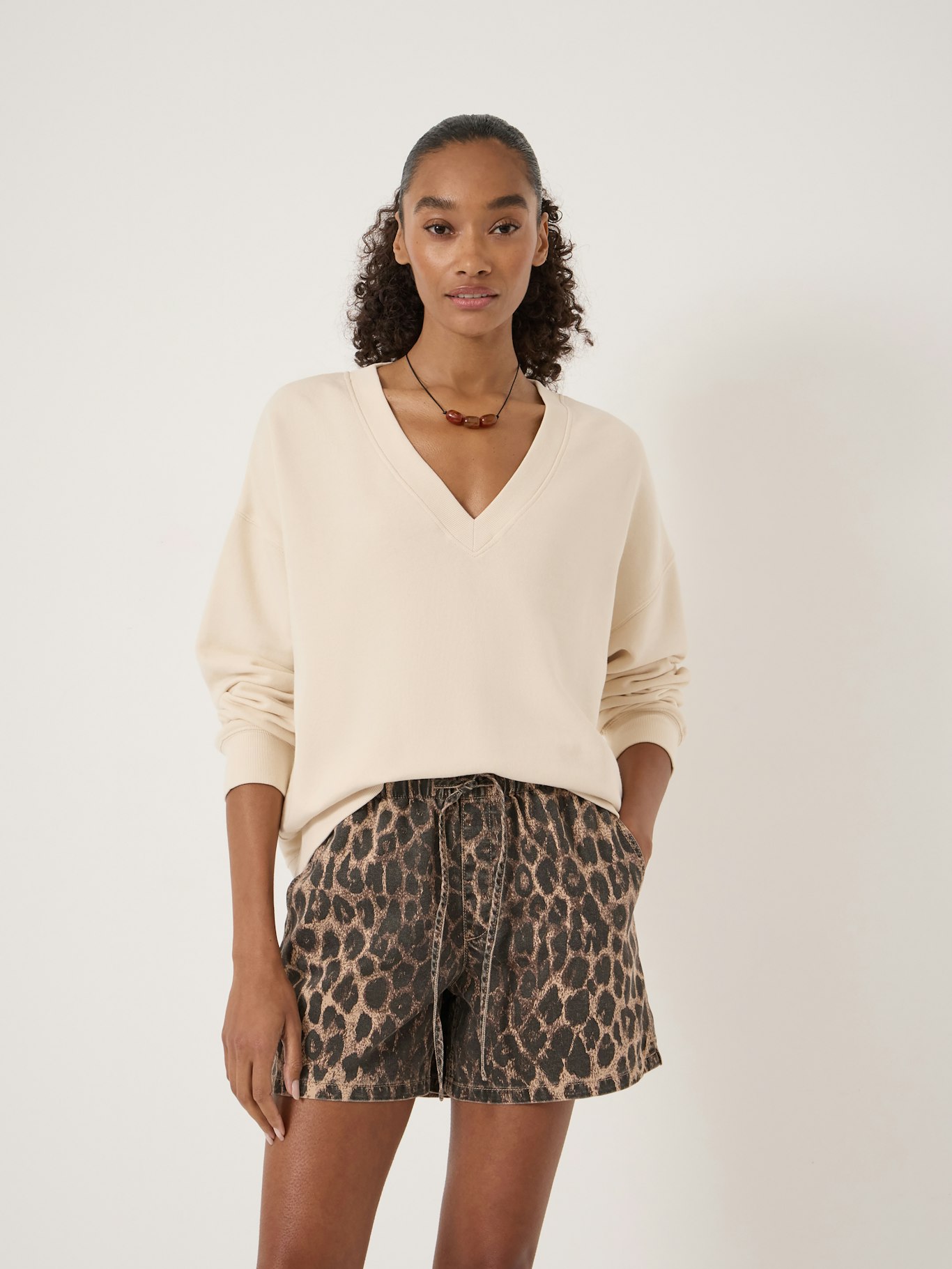 014472-3826-01 Cleo V-Neck Cotton Sweatshirt