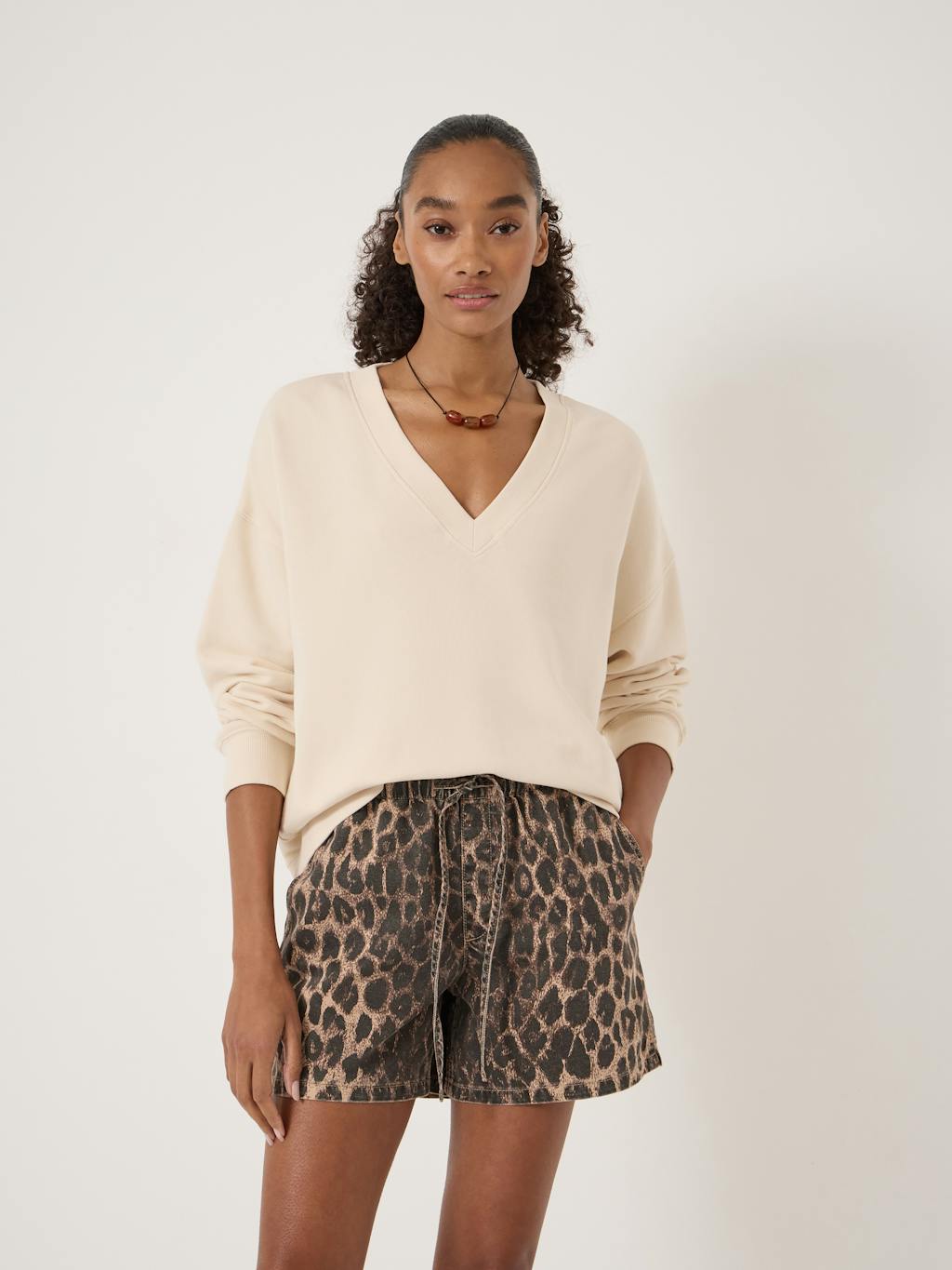 014472-3826-01 Cleo V-Neck Cotton Sweatshirt