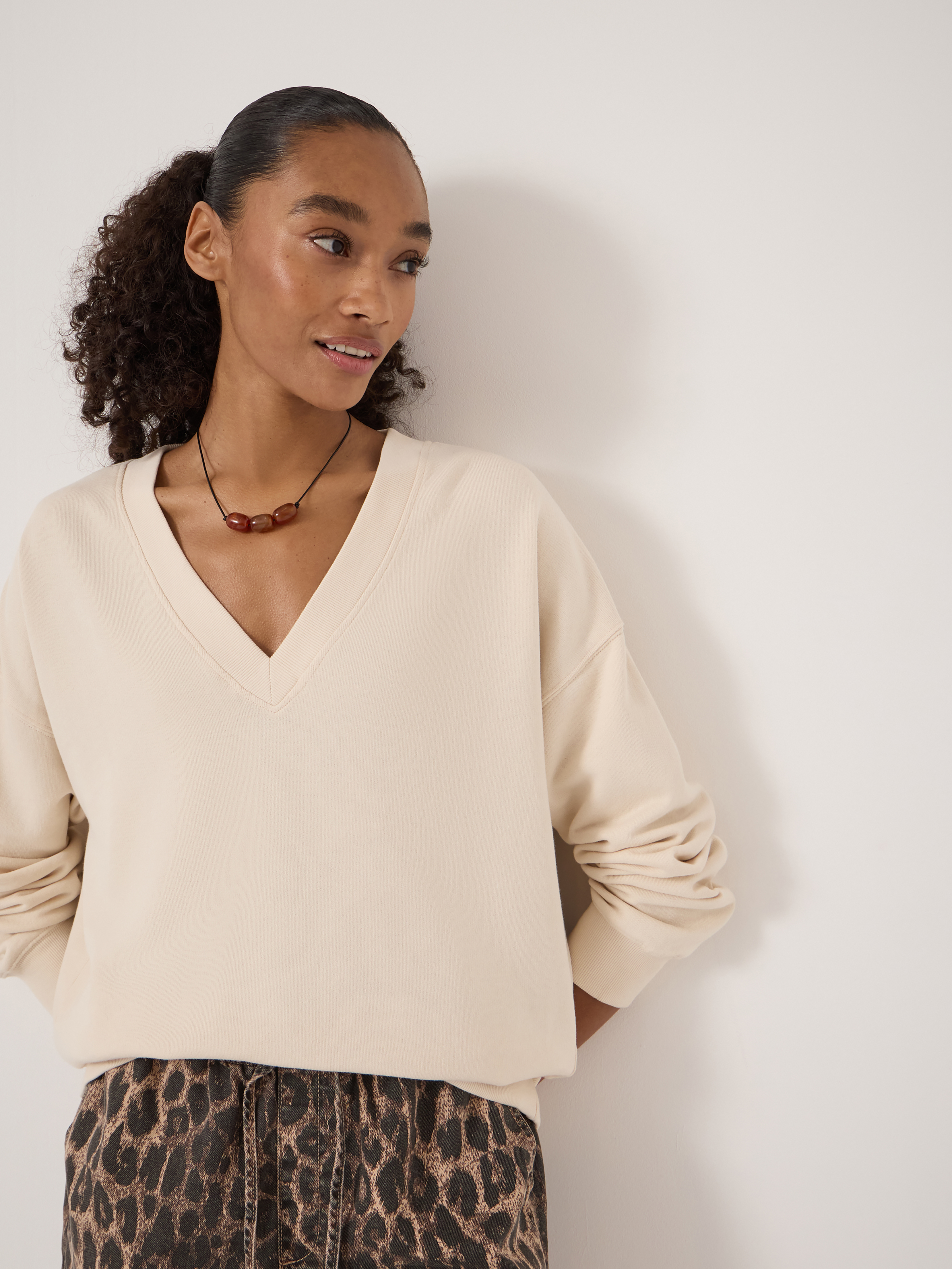 Cleo V-Neck Cotton Sweatshirt