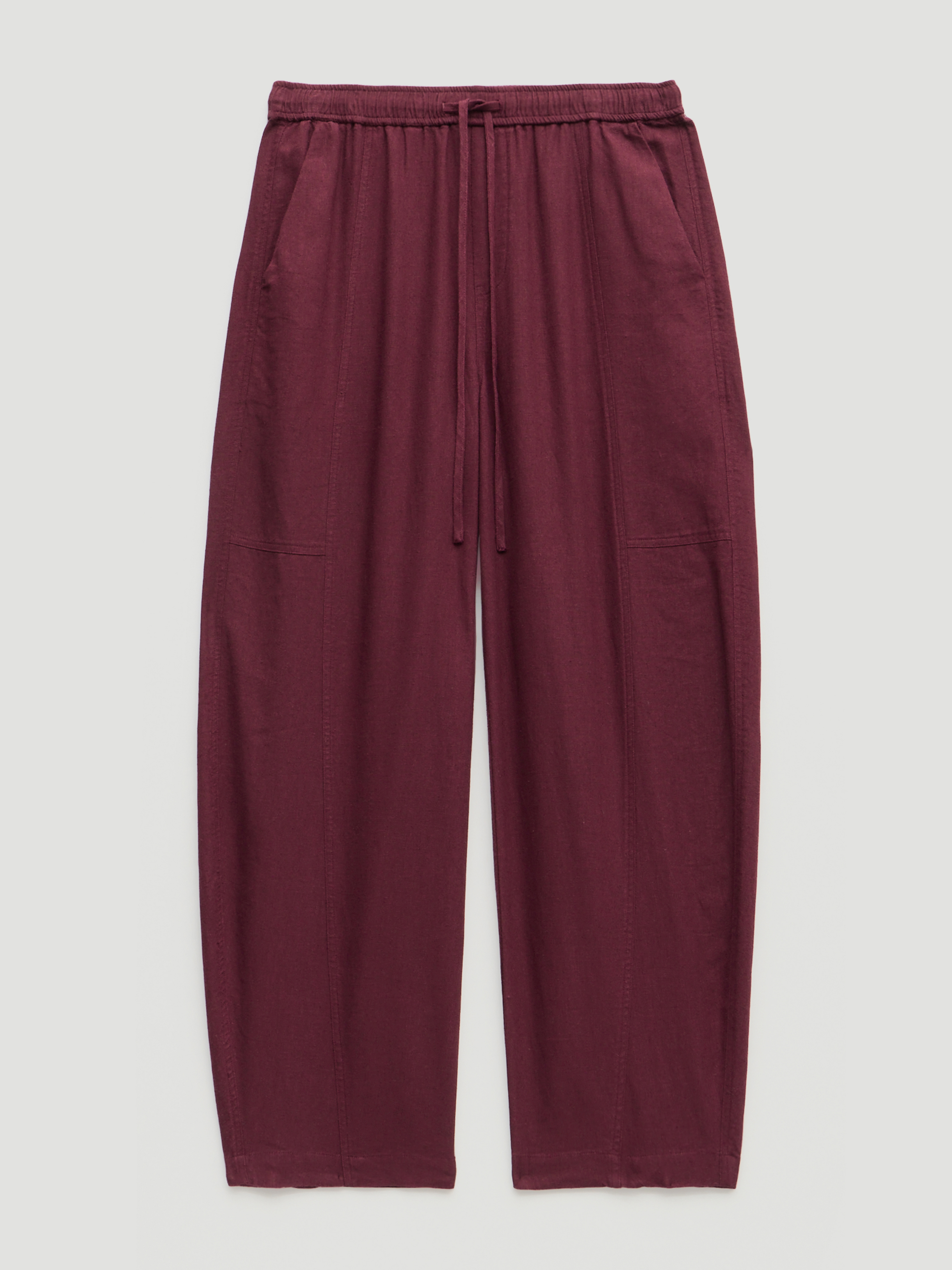 Tovi Linen Blend Barrel Leg Trousers