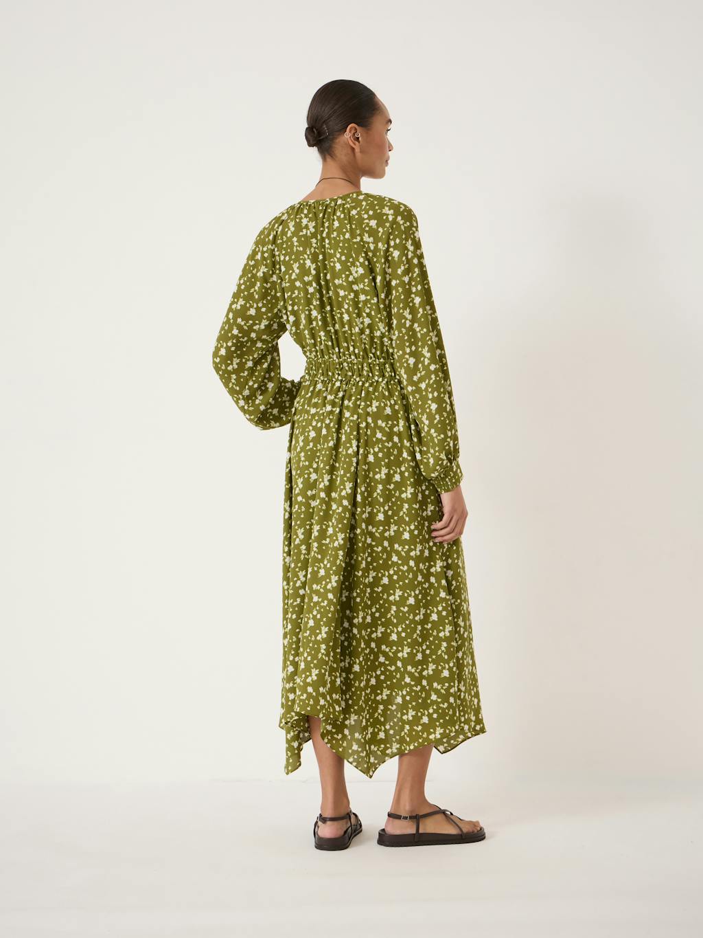 014250-4897-03 Odelia Printed Long Sleeve Chiffon Dress