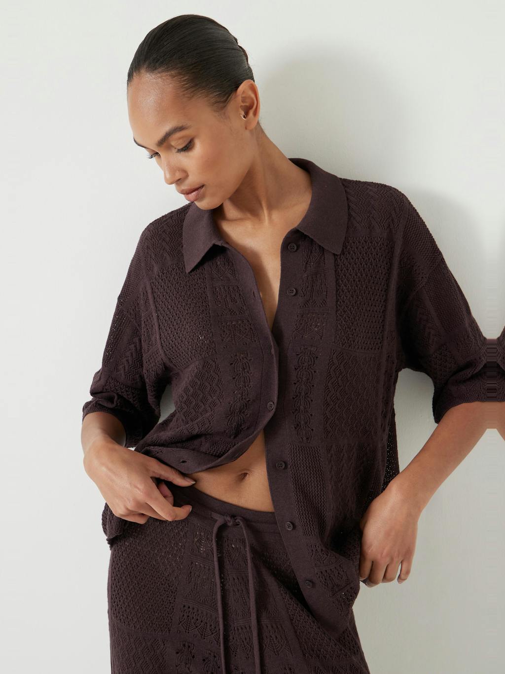 013123-0450-04 Patchwork Stitch Knitted Top