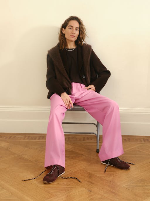 Lya Wool Blend Wide Leg Trousers