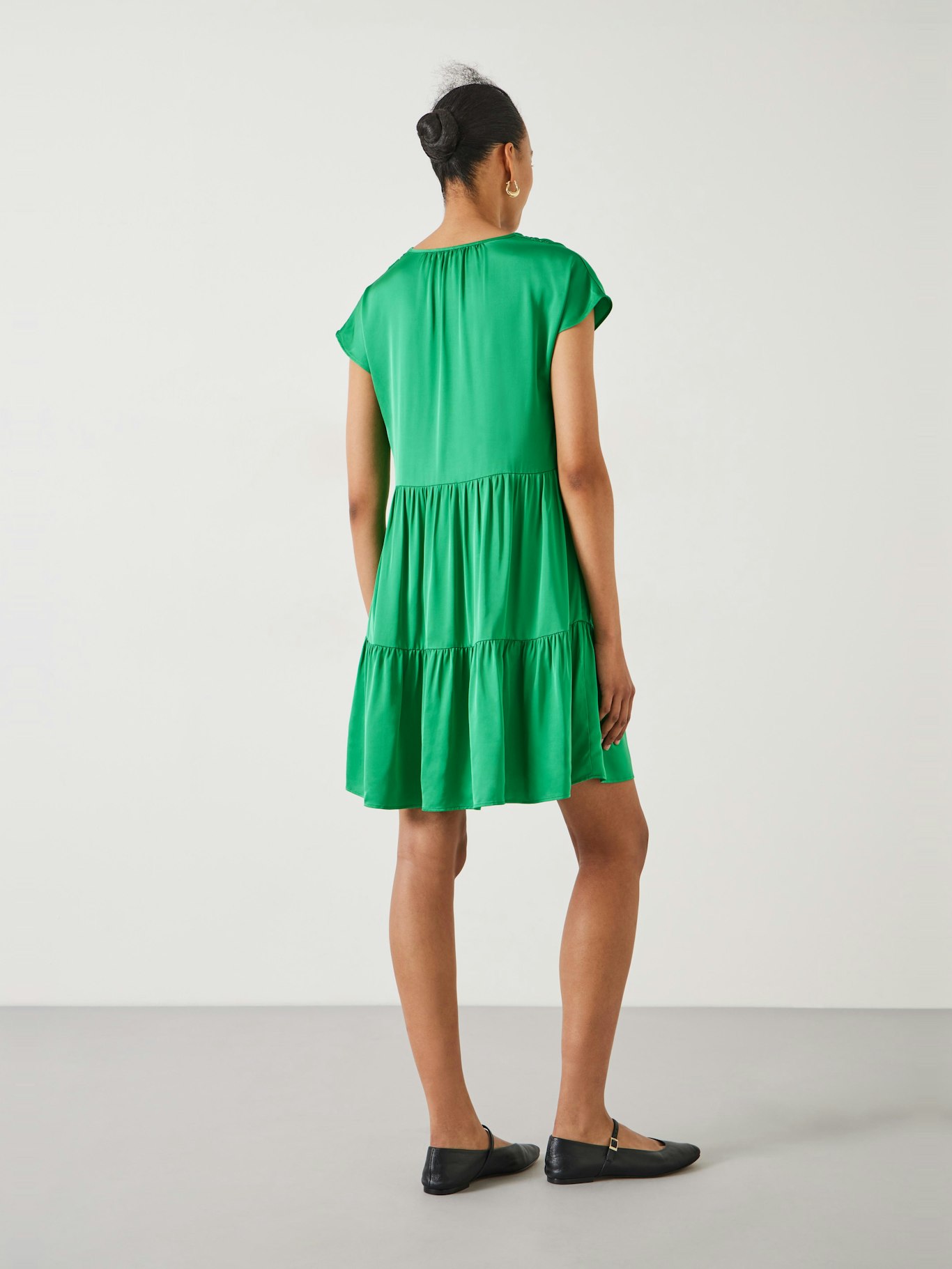 011412-2158-03 Lily Oversized Satin Gathers Mini Dress