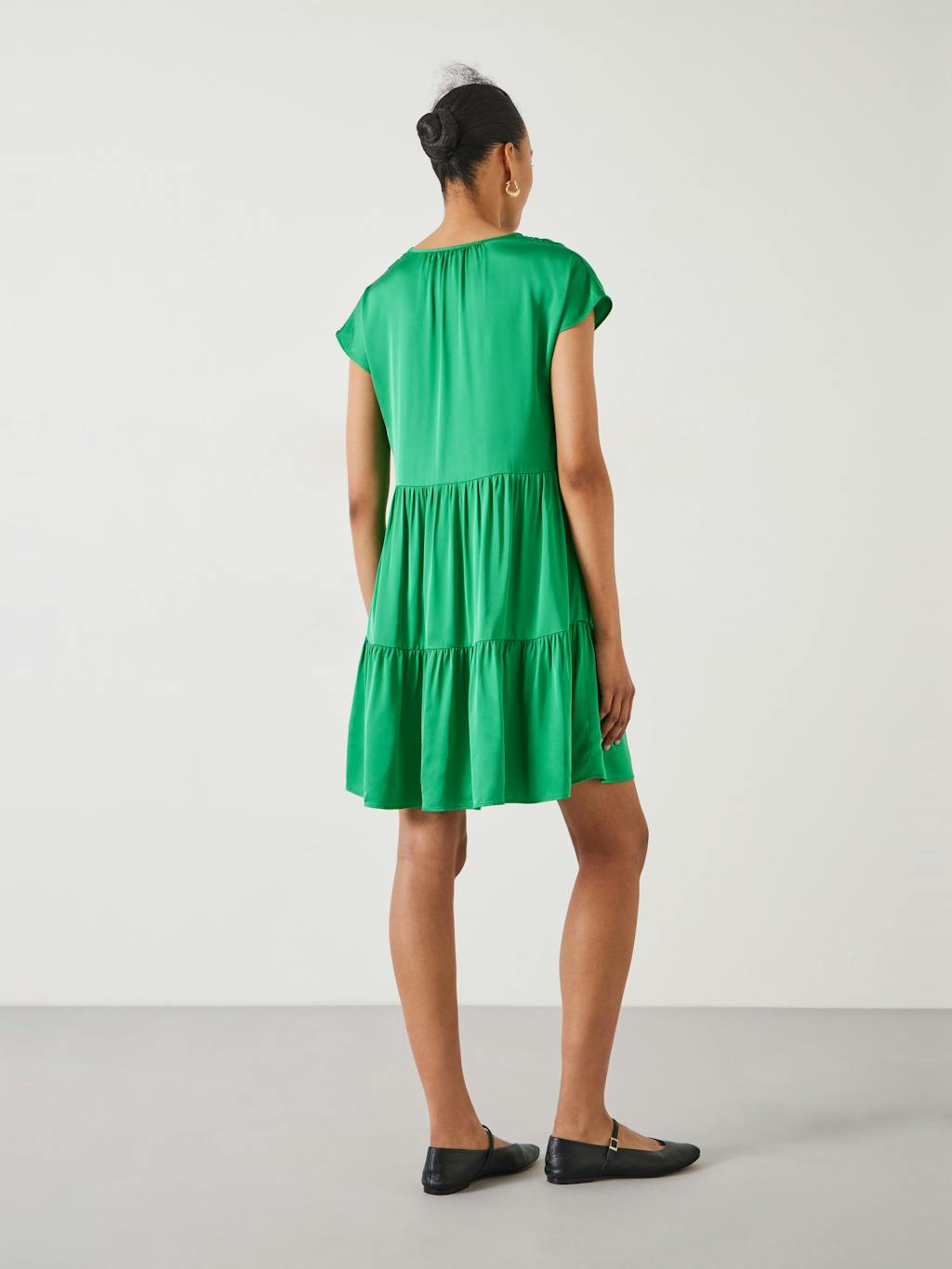 011412-2158-03 Lily Oversized Satin Gathers Mini Dress