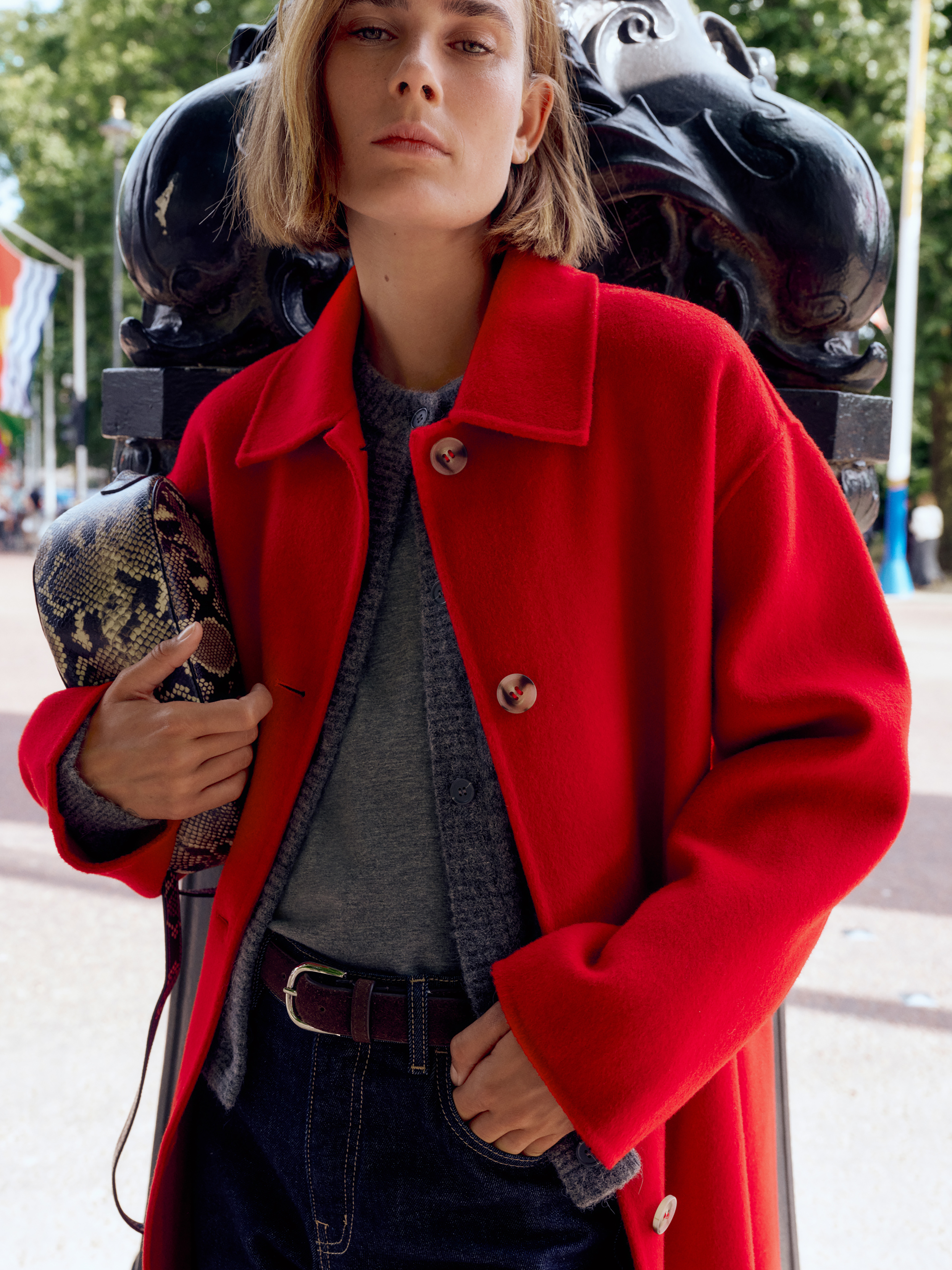 Edie Pure Wool Double Faced Oversized Coat - Bright Red | Hush