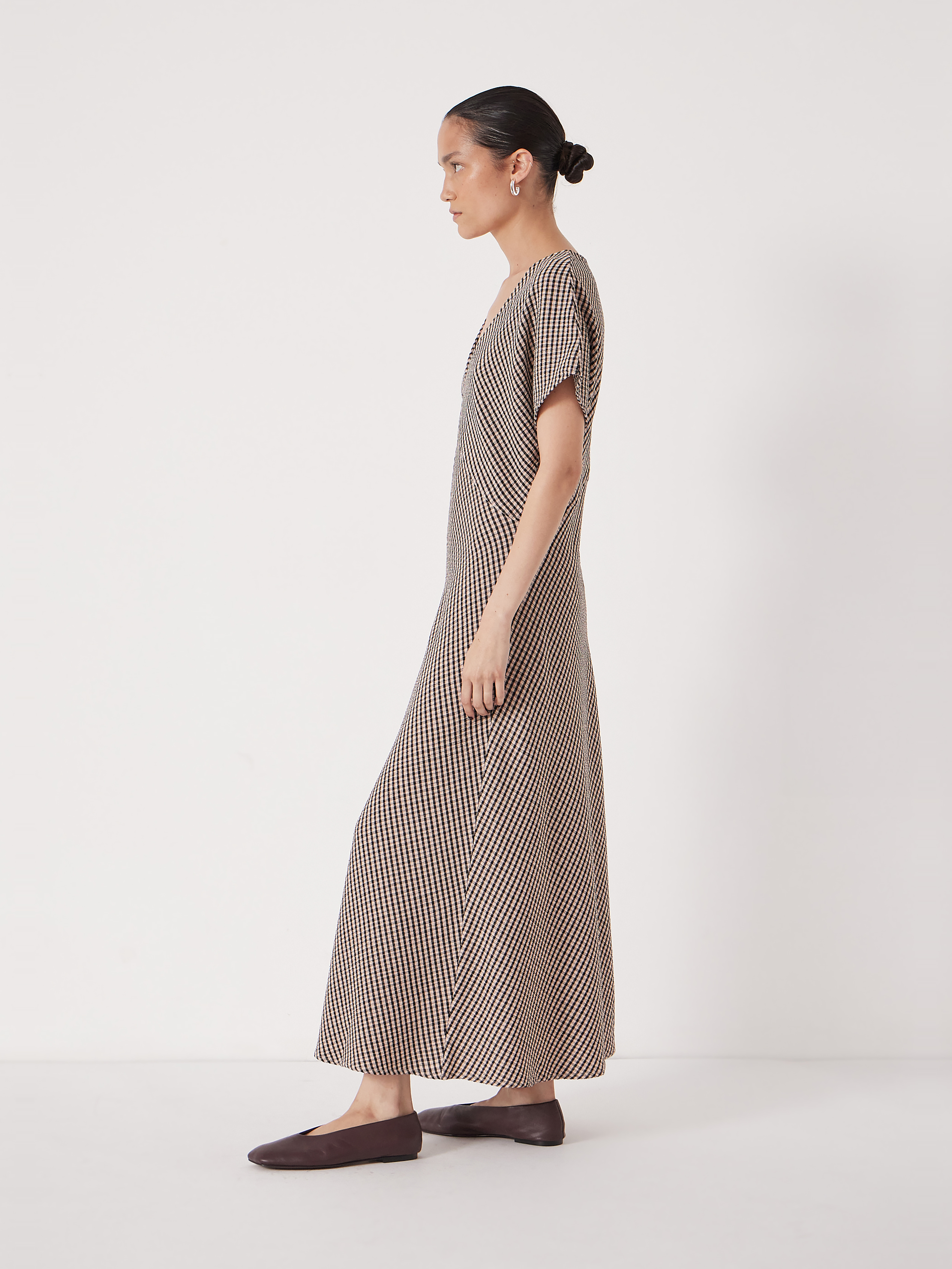 Grace Jersey Gingham Check V-Neck Maxi Dress