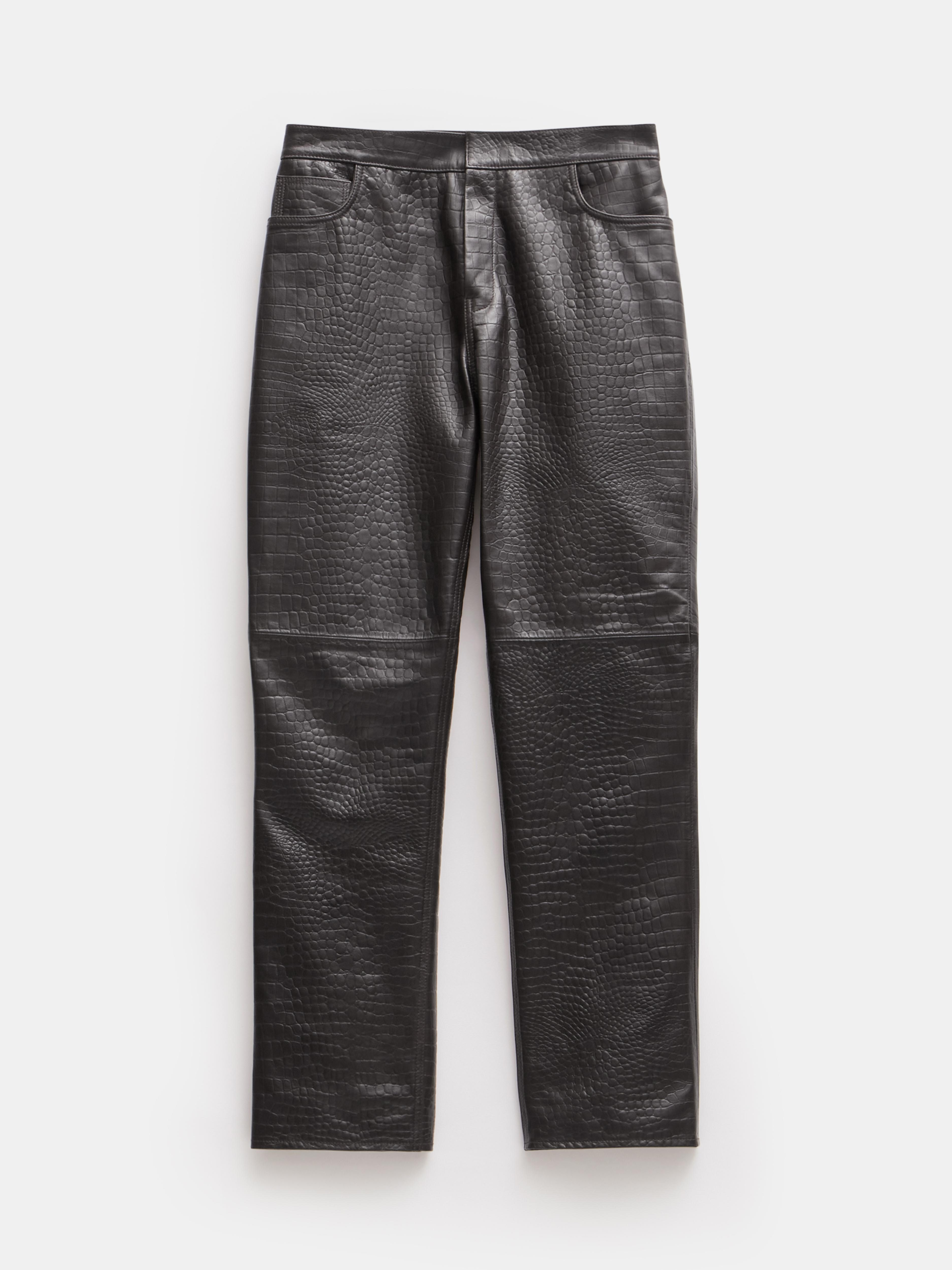 Crocodile Embossed Leather Trousers