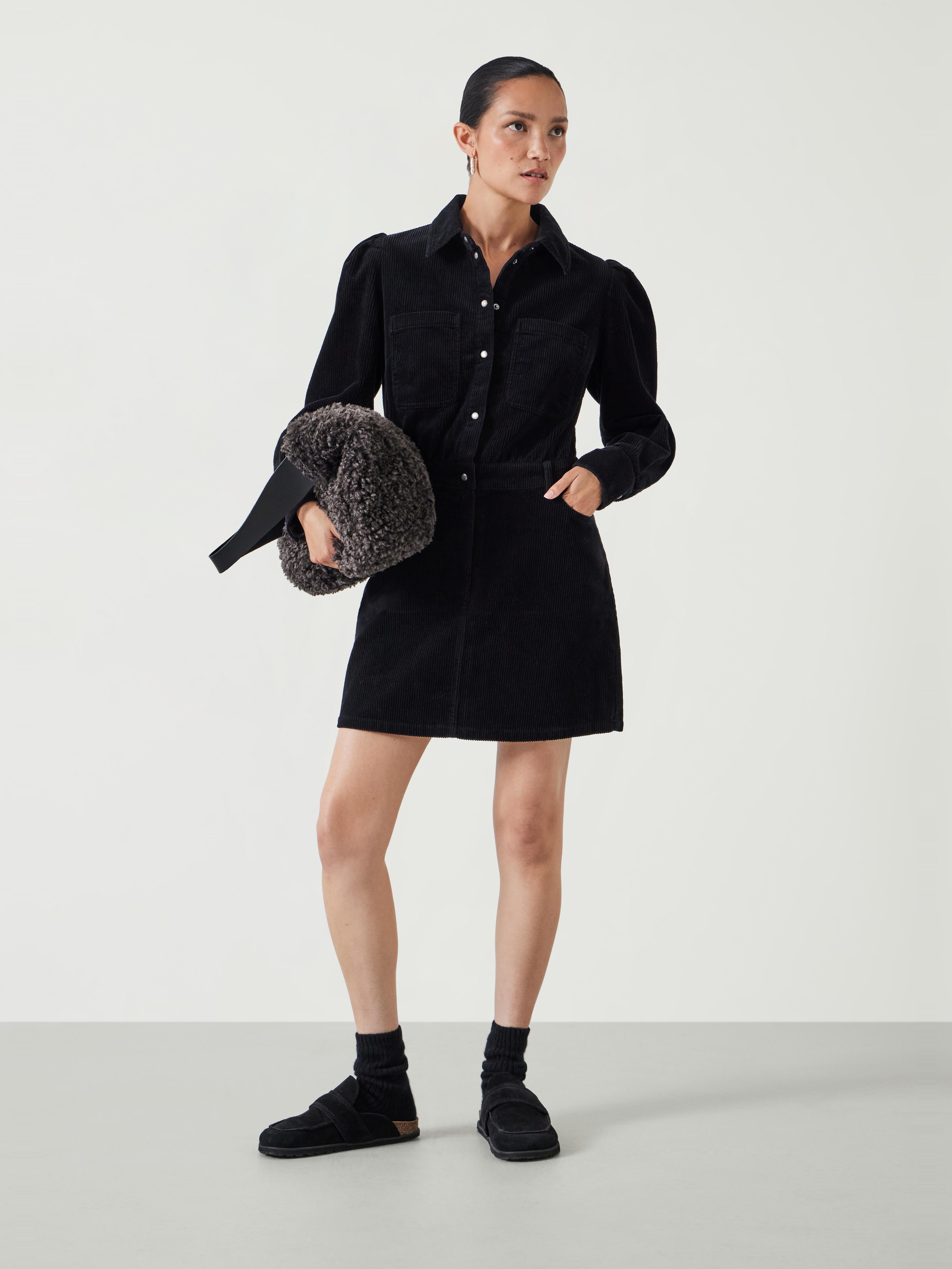 Mariella Cord Mini Dress | Black | hush