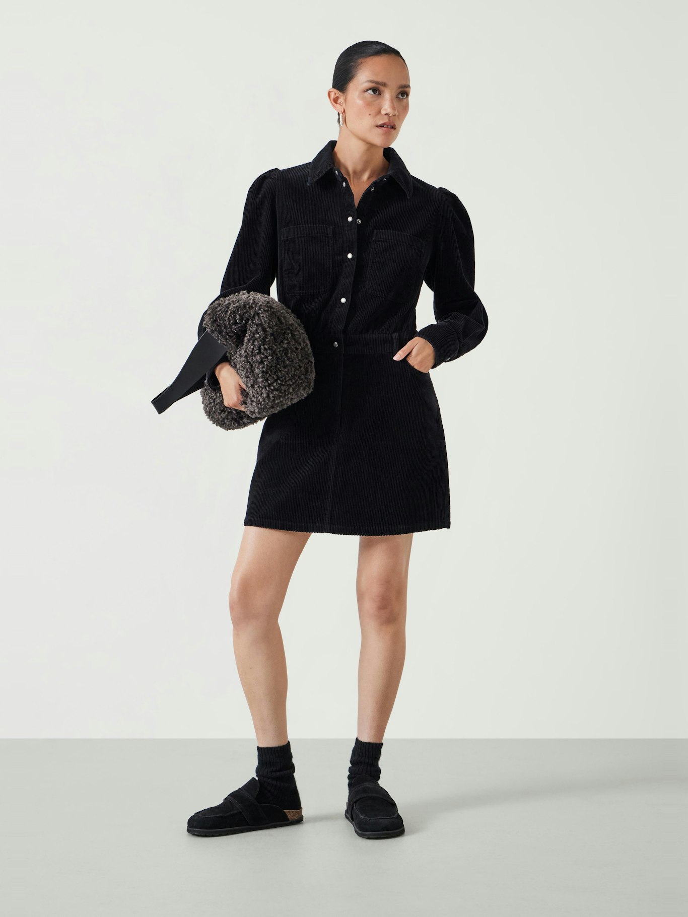 Mariella Cord Mini Dress | Black | hush Mariella Cord Mini Dress | Black | hush
