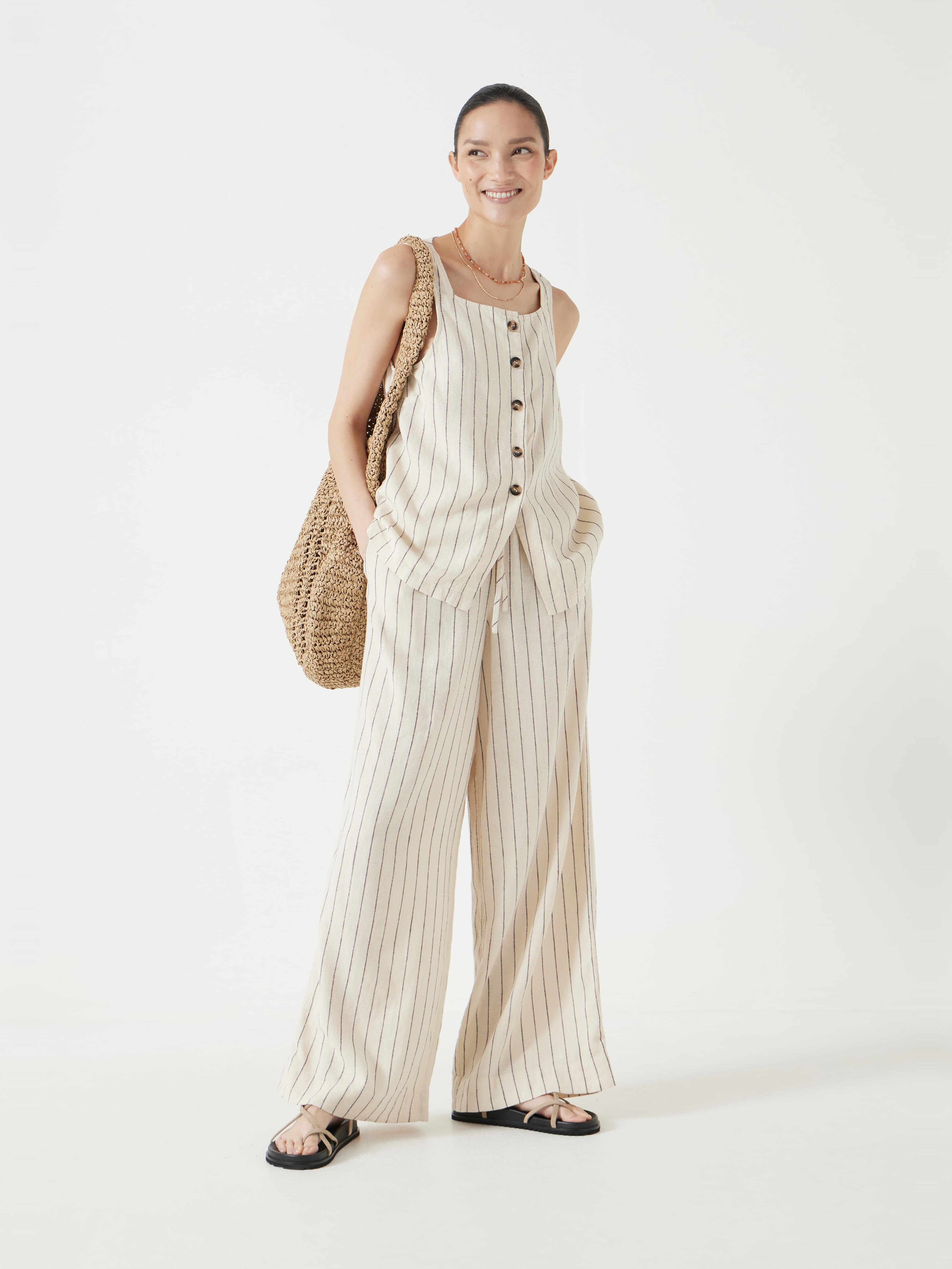 Phoebe Linen Blend Stripe Waistcoat
