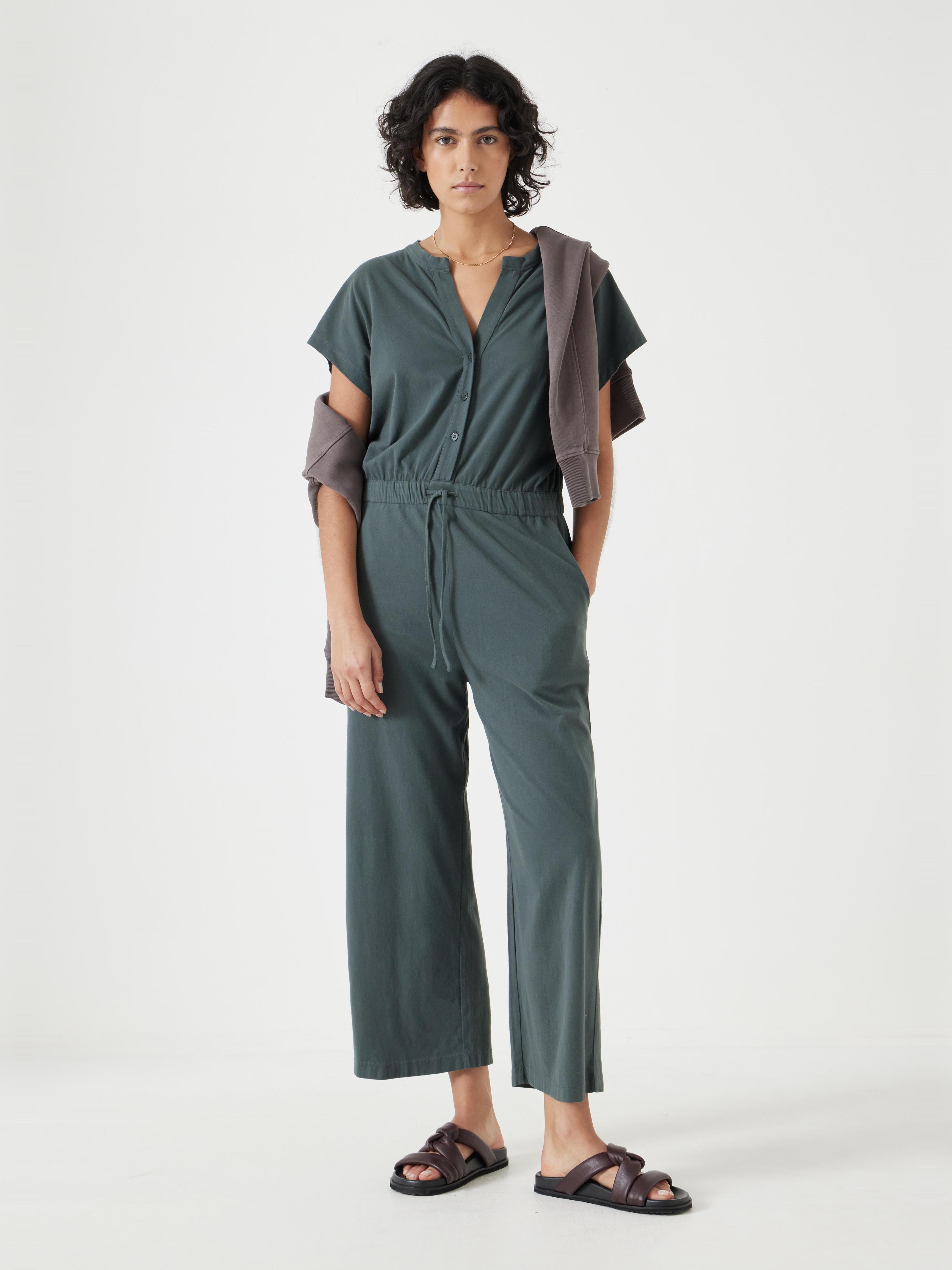 Kendall Jersey Jumpsuit | Washed Dark Green | hush