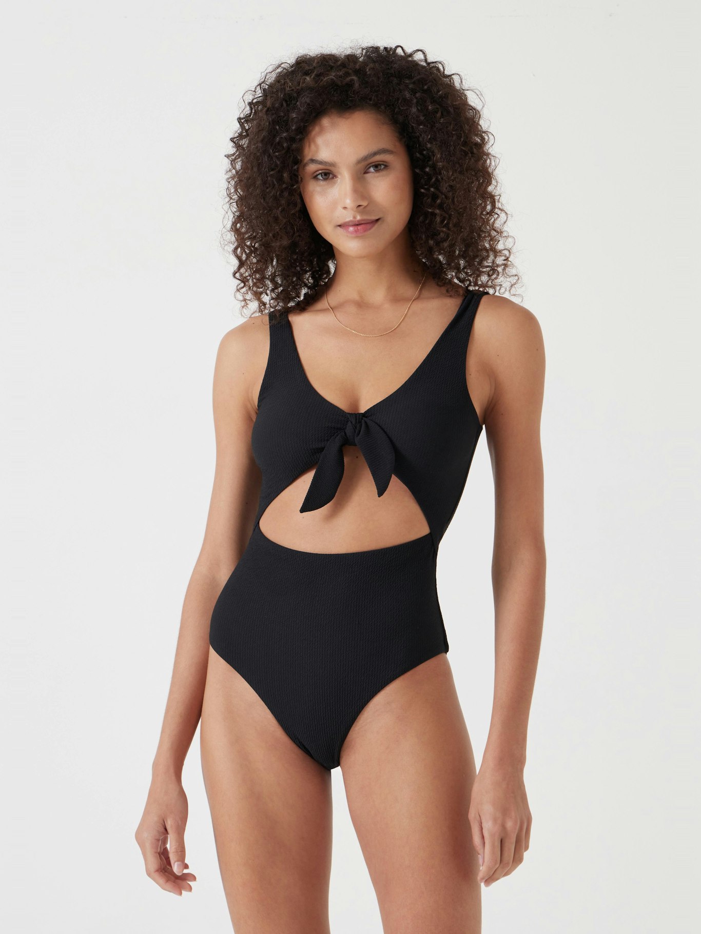 013236-0456-01 Tie Front Texture Swimsuit