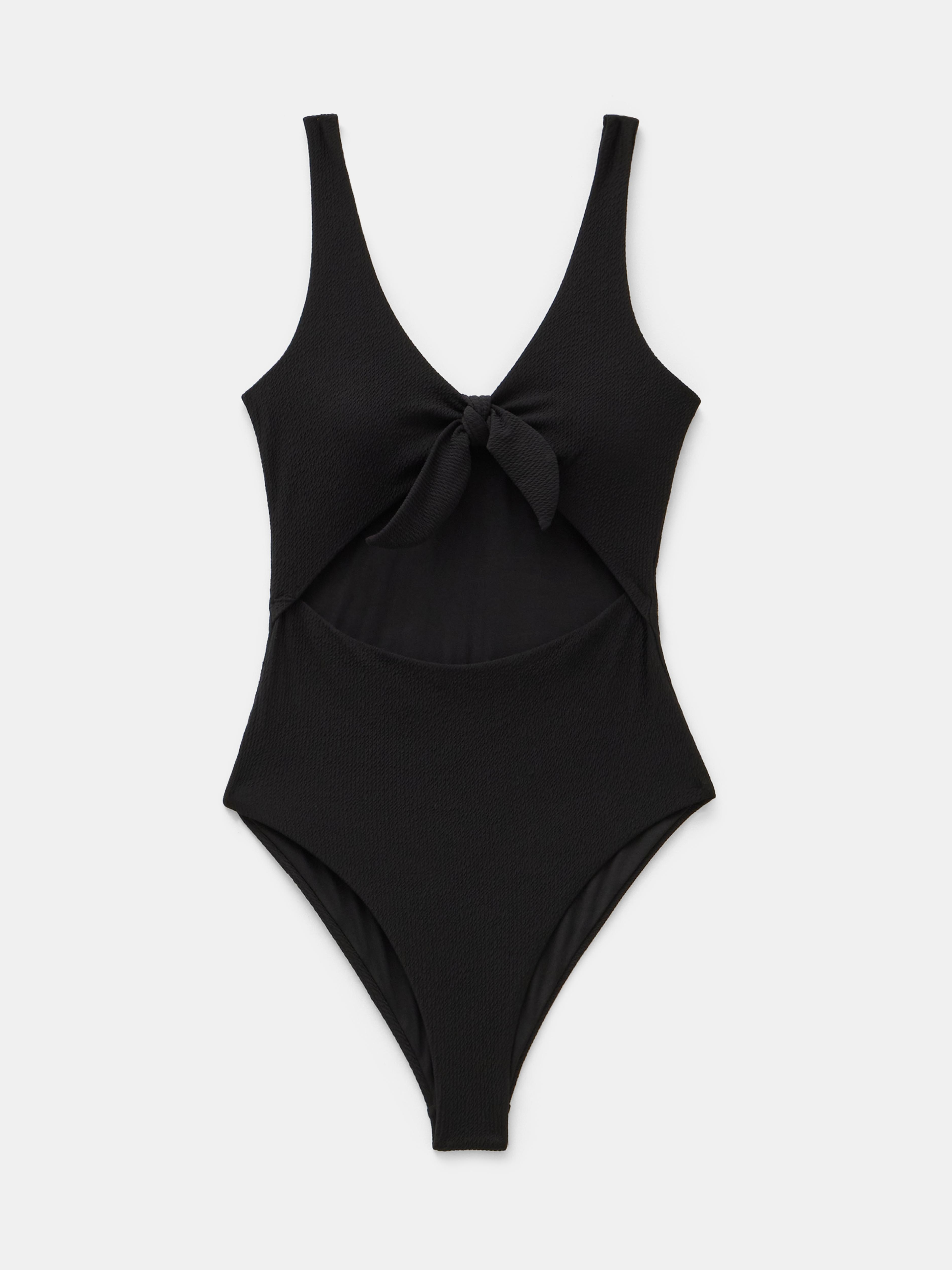 Tie Front Texture Swimsuit