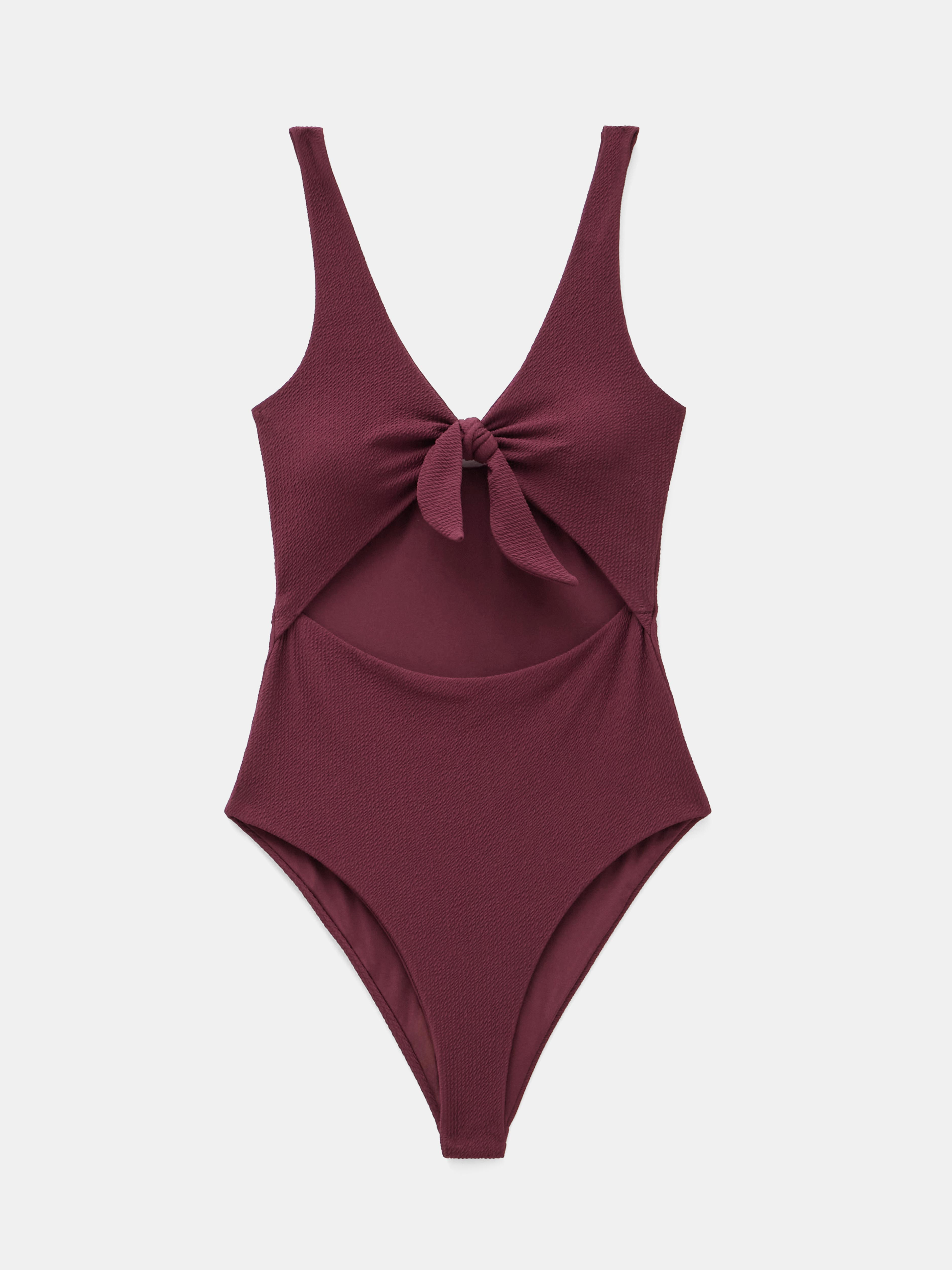 Tie Front Texture Swimsuit