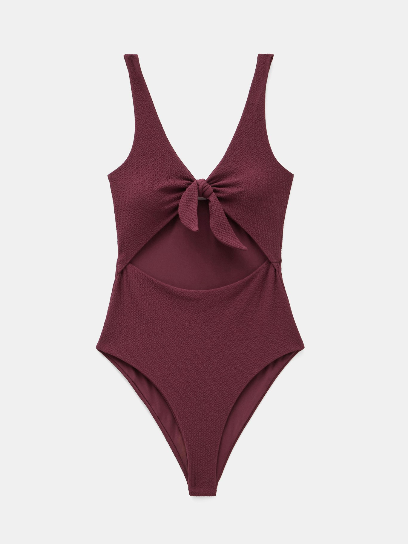 013236-1179-07 Tie Front Texture Swimsuit