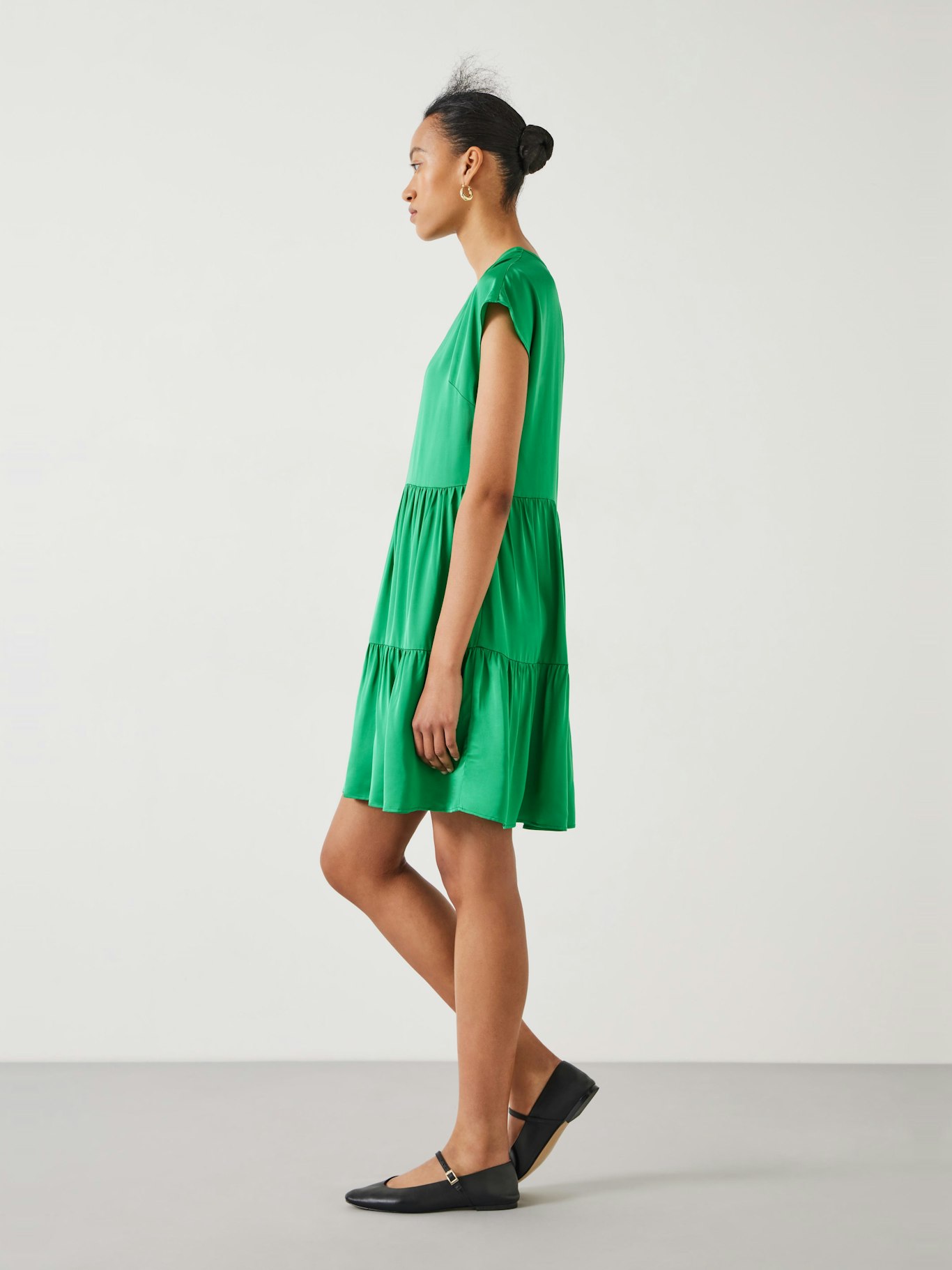 011412-2158-04 Lily Oversized Satin Gathers Mini Dress