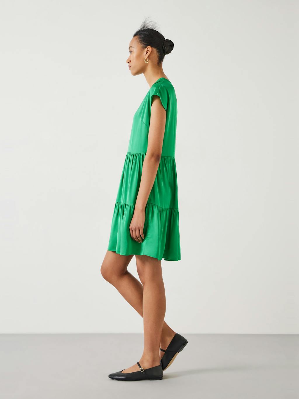 011412-2158-04 Lily Oversized Satin Gathers Mini Dress